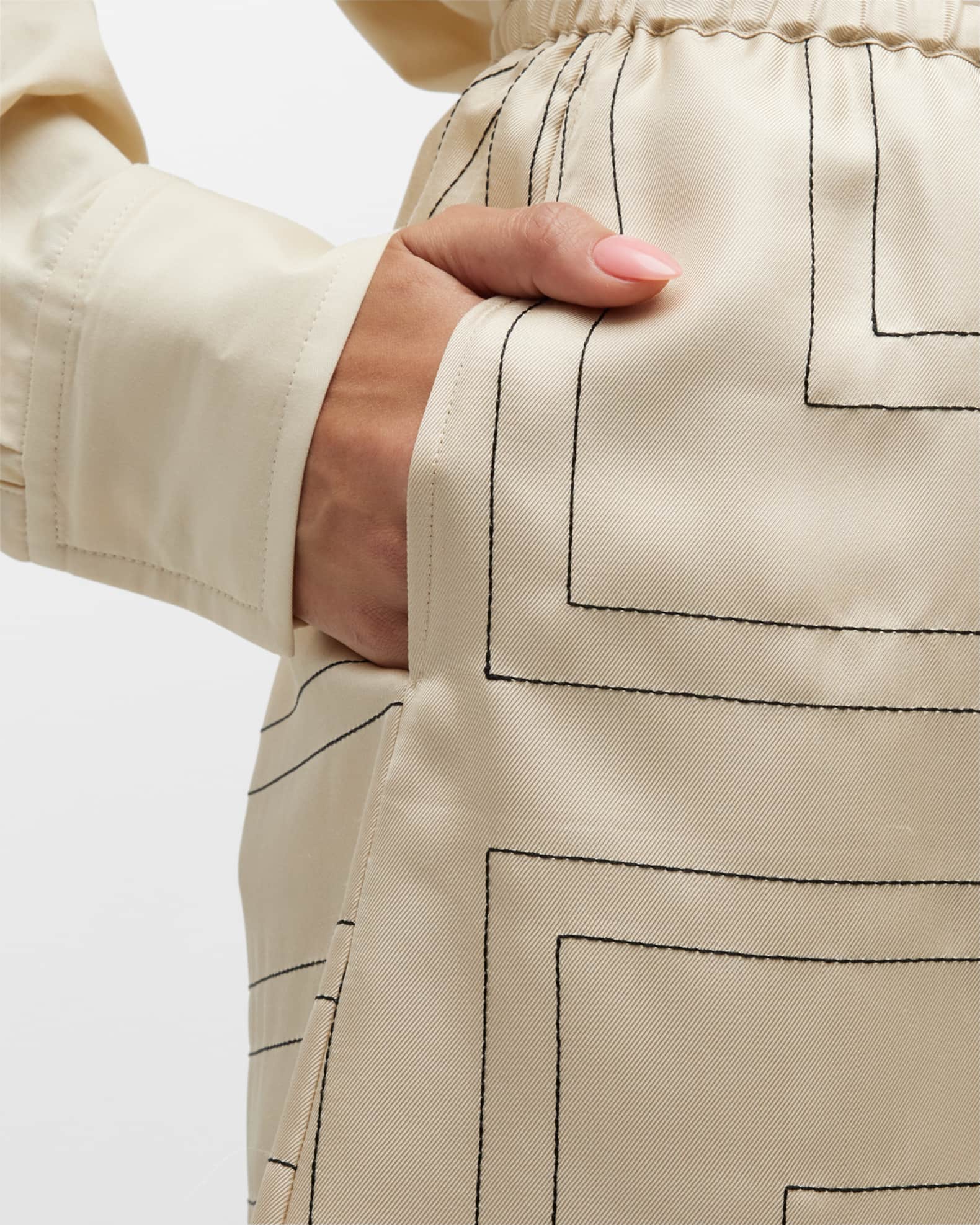 TOTEME Monogram Silk Pyjama Shirt - Neutrals