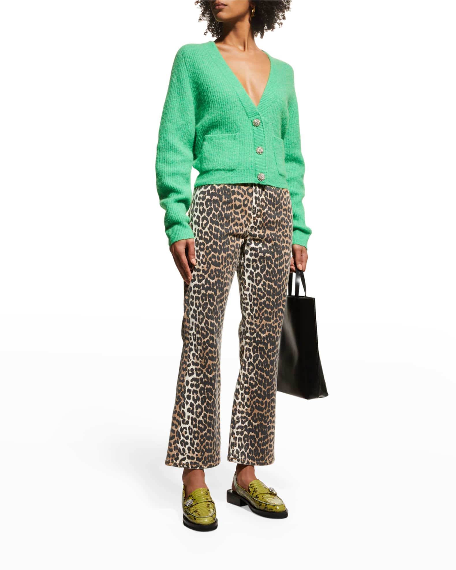 Betzy Leopard Cropped Bootcut Jeans 1