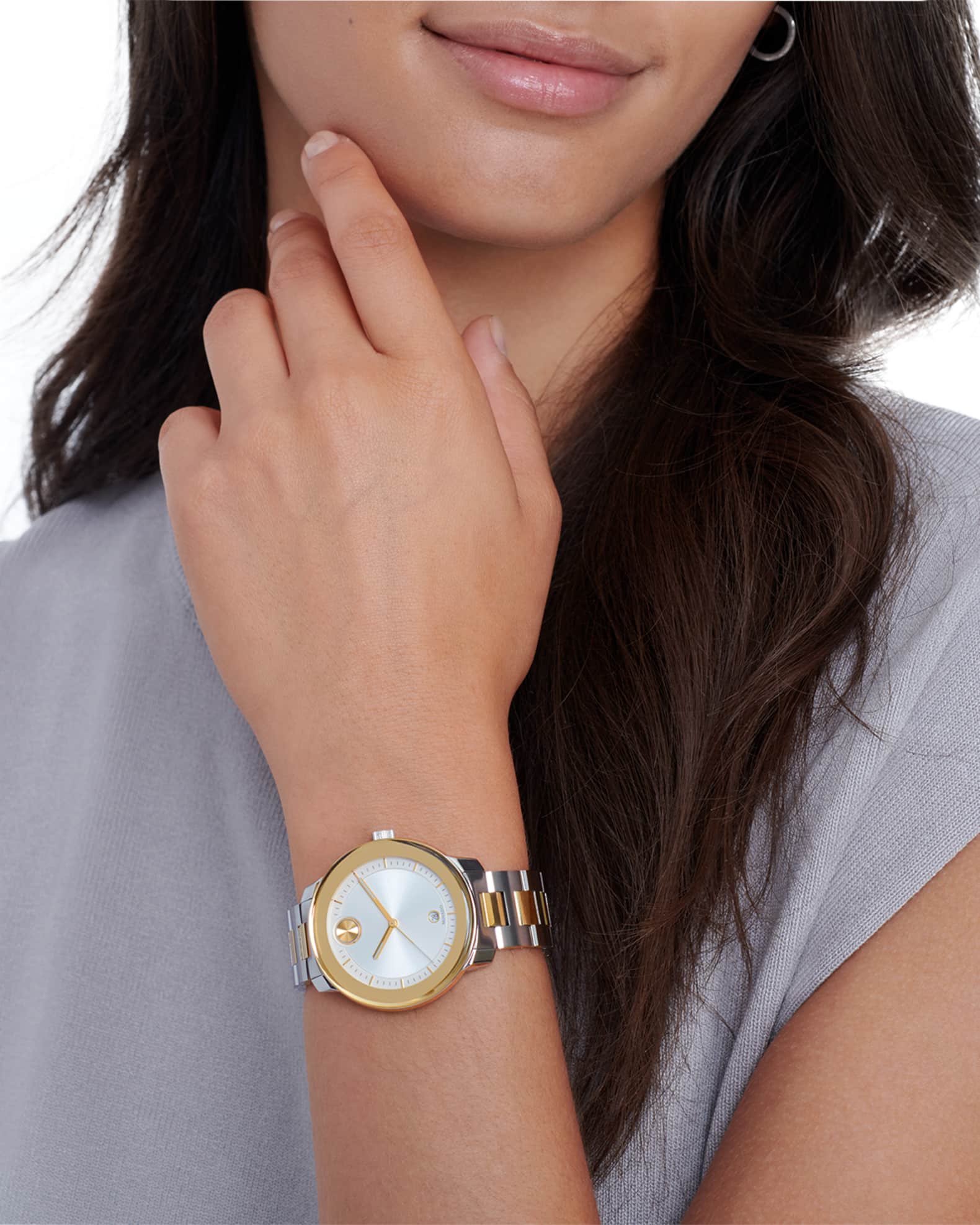 Movado Bold Verso 38mm Date Bracelet Watch, Gold/Silver | Neiman Marcus