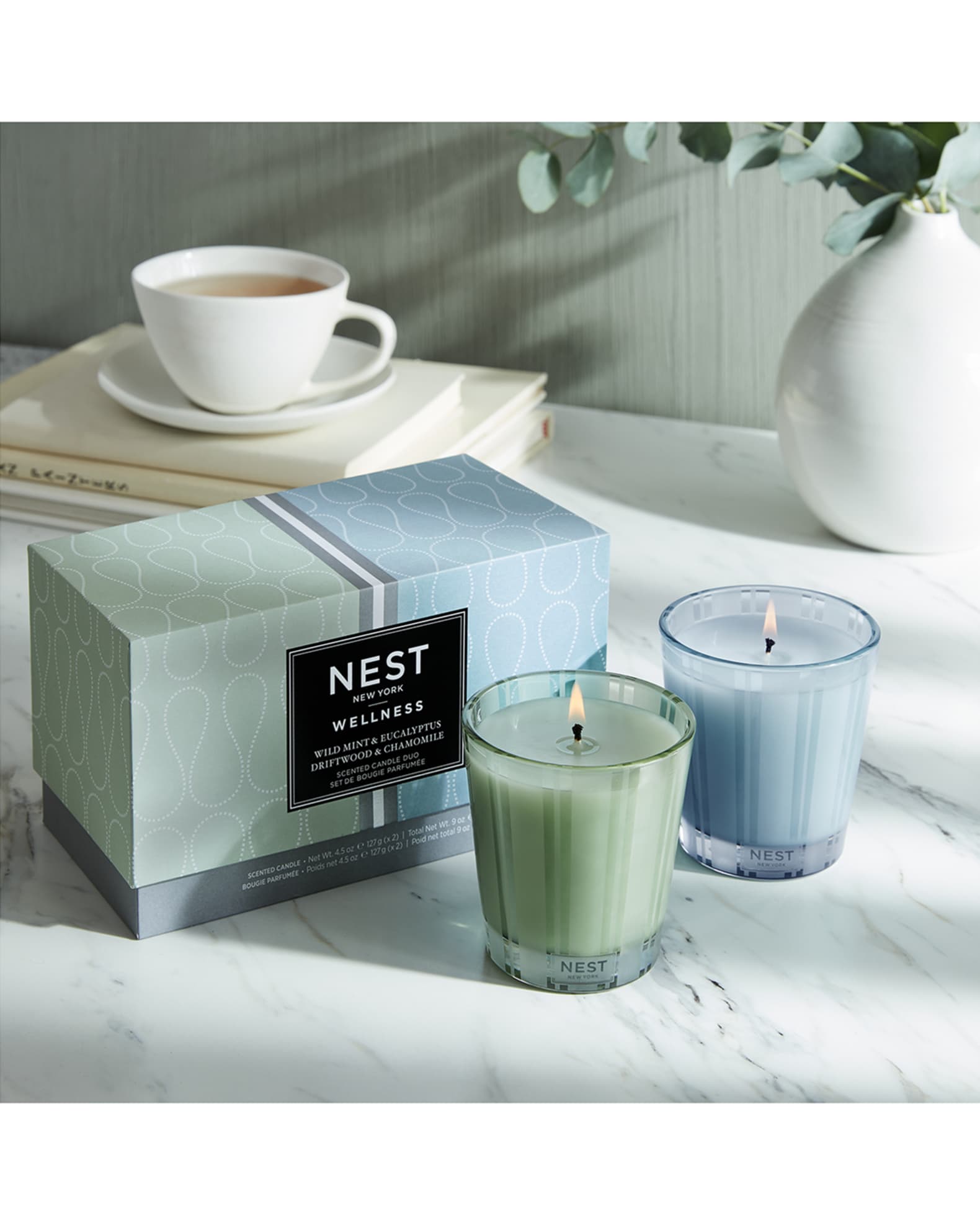 NEST New York Petite Candle Duo Wild Mint & Eucalyptus + Driftwood
