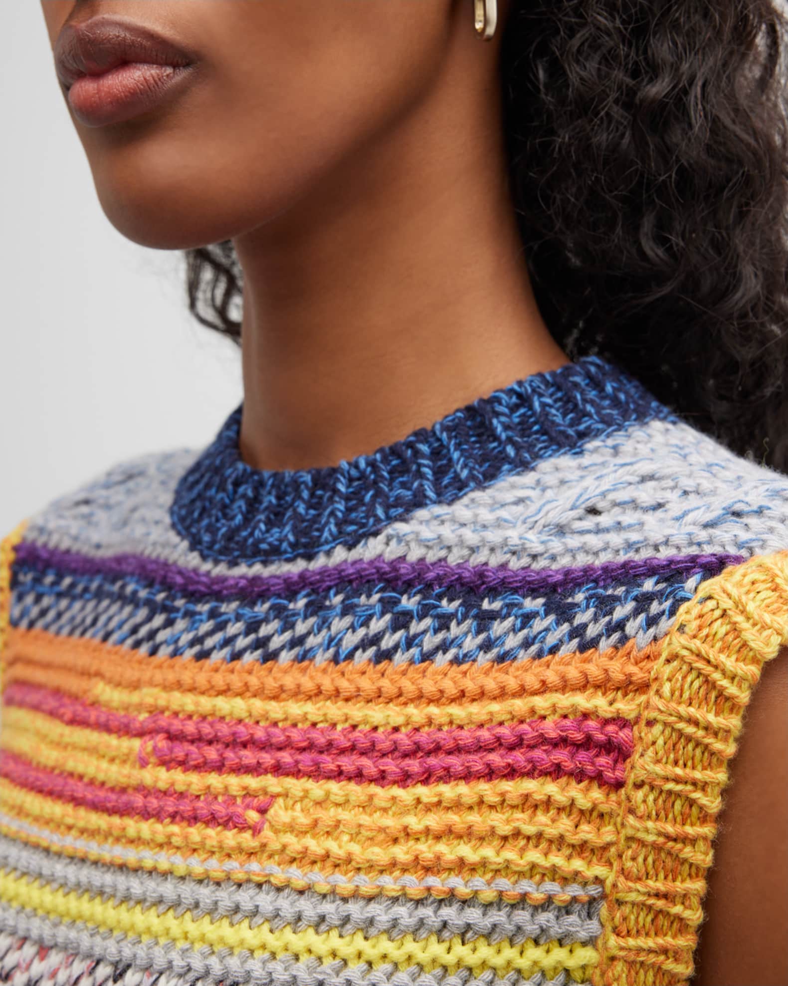Chloe Striped Sleeveless Cashmere Sweater | Neiman Marcus