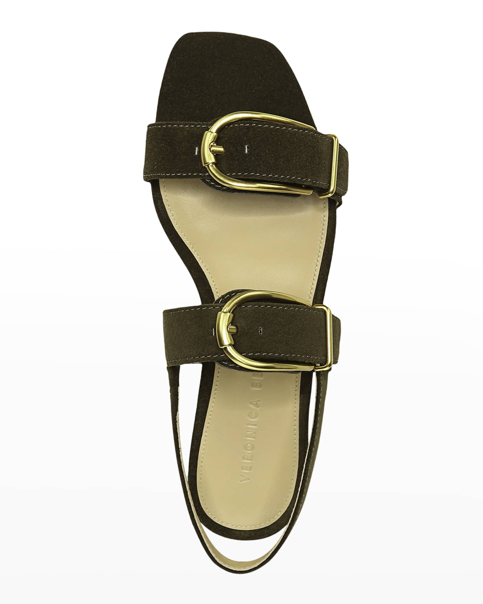 Veronica Beard Maglio Suede Dual-Buckle Slingback Sandals | Neiman Marcus