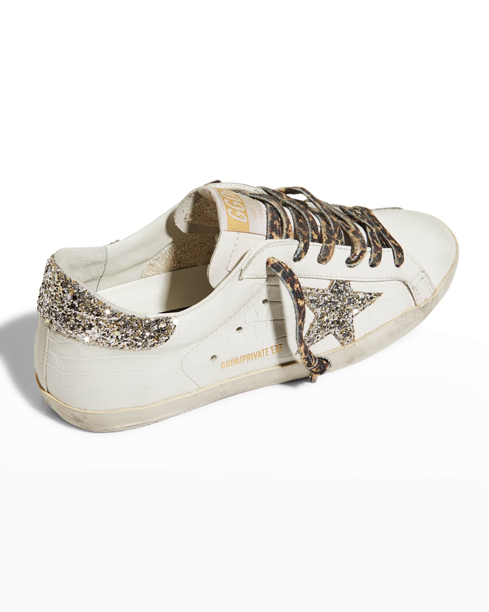 Golden Goose Superstar Croco Glitter LowTop Sneakers Neiman Marcus