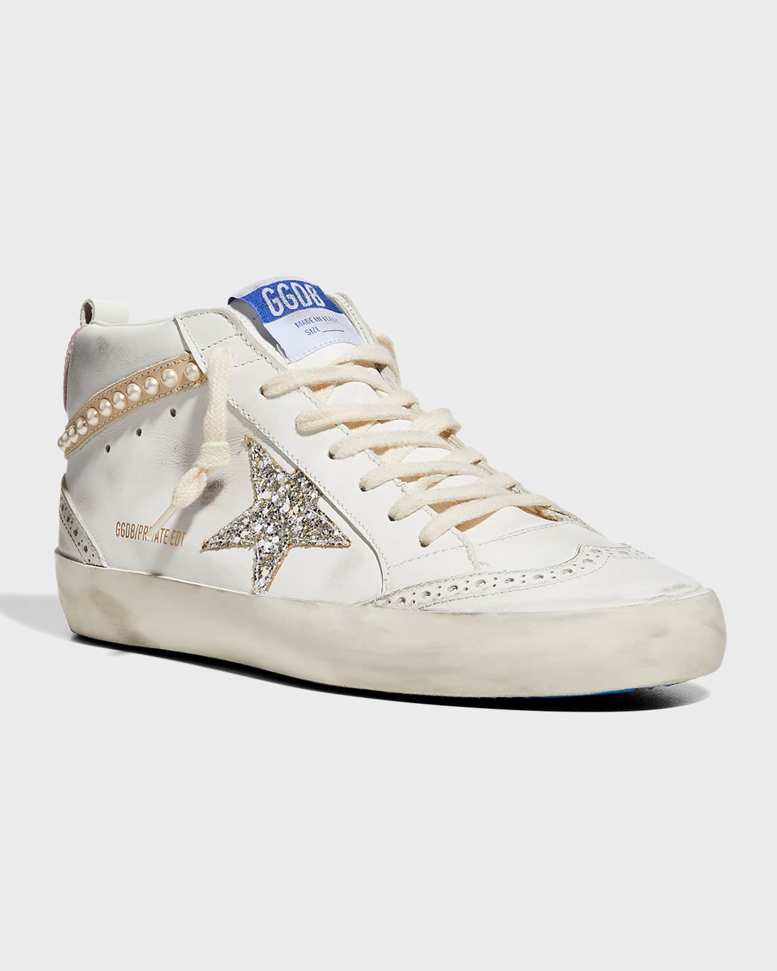 Golden Goose Midstar Pearly Glitter Wing-Tip Sneakers | Neiman Marcus