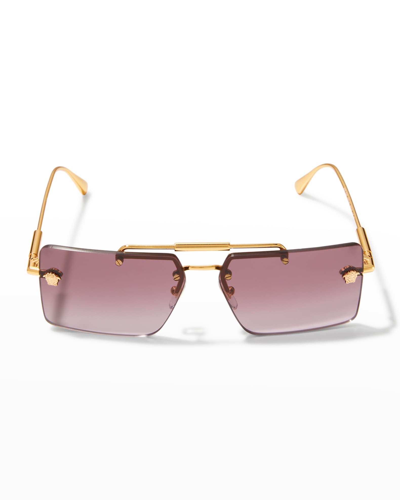 Versace Medusa Rimless Rectangle Metal Sunglasses Neiman Marcus