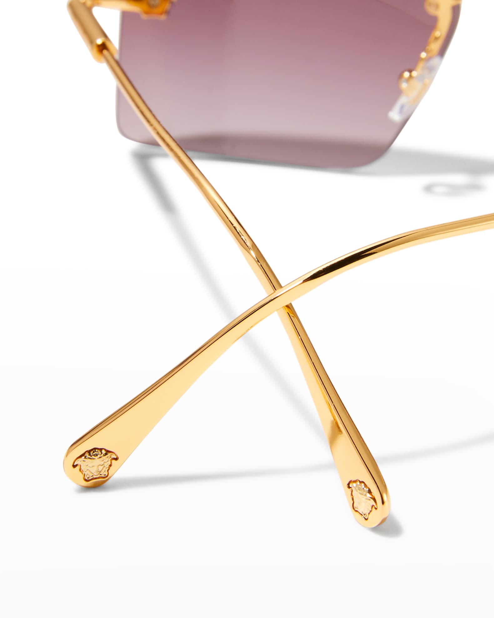 Versace Medusa Rimless Rectangle Metal Sunglasses Neiman Marcus 