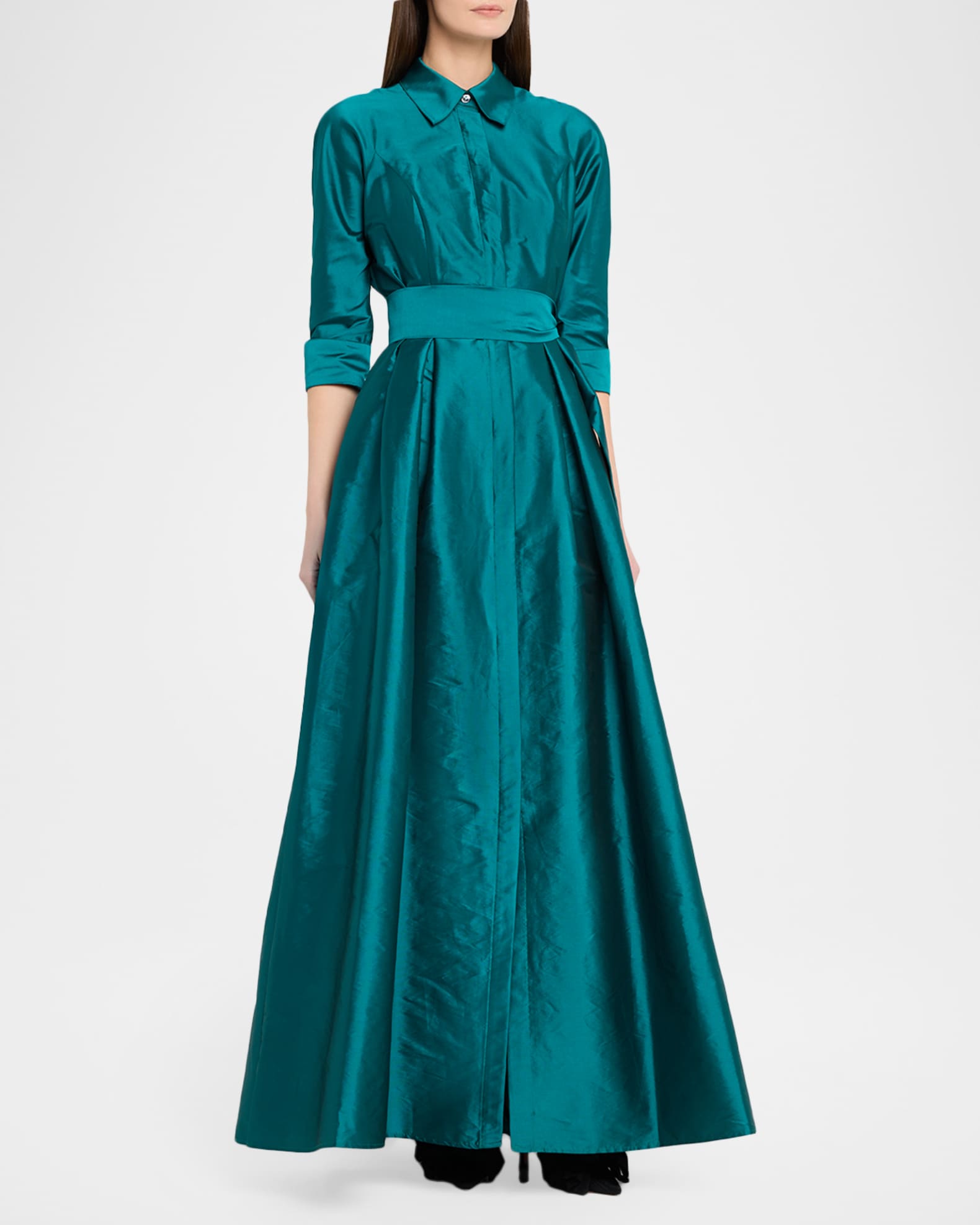 formal shirt dress gown Shirt Collar A-Line Gray Formal Wedding Guest Dress main image 0