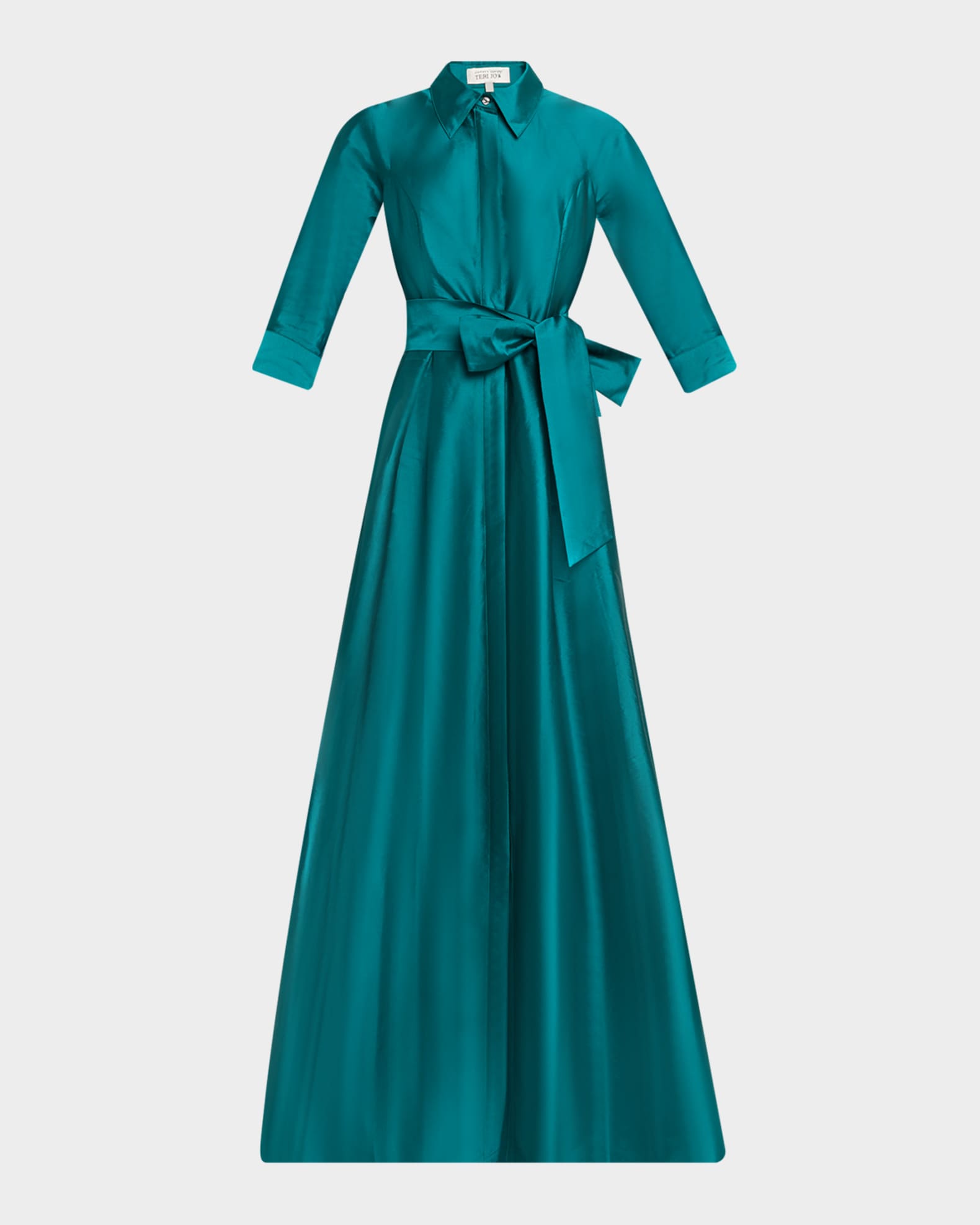 Rickie Freeman for Teri Jon 3/4-Sleeve Taffeta Shirtdress Gown | Neiman  Marcus