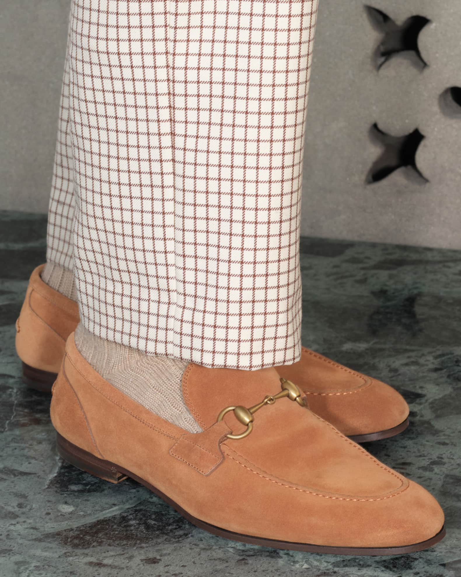 Gucci Men's Jordaan Suede Bit Loafers | Neiman Marcus