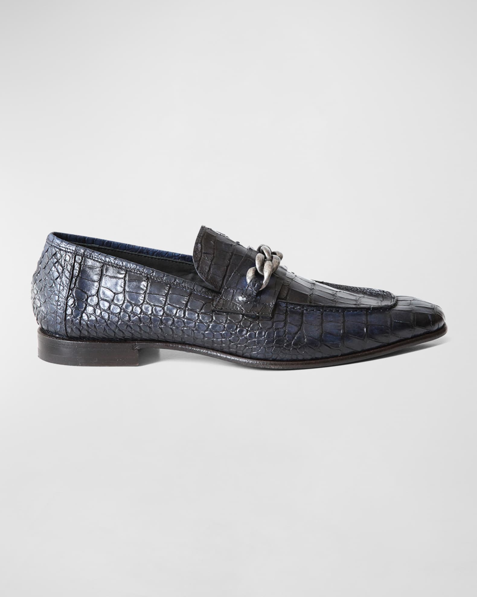 Jo Ghost Men's Croc-Printed Leather Chain Loafers | Neiman Marcus