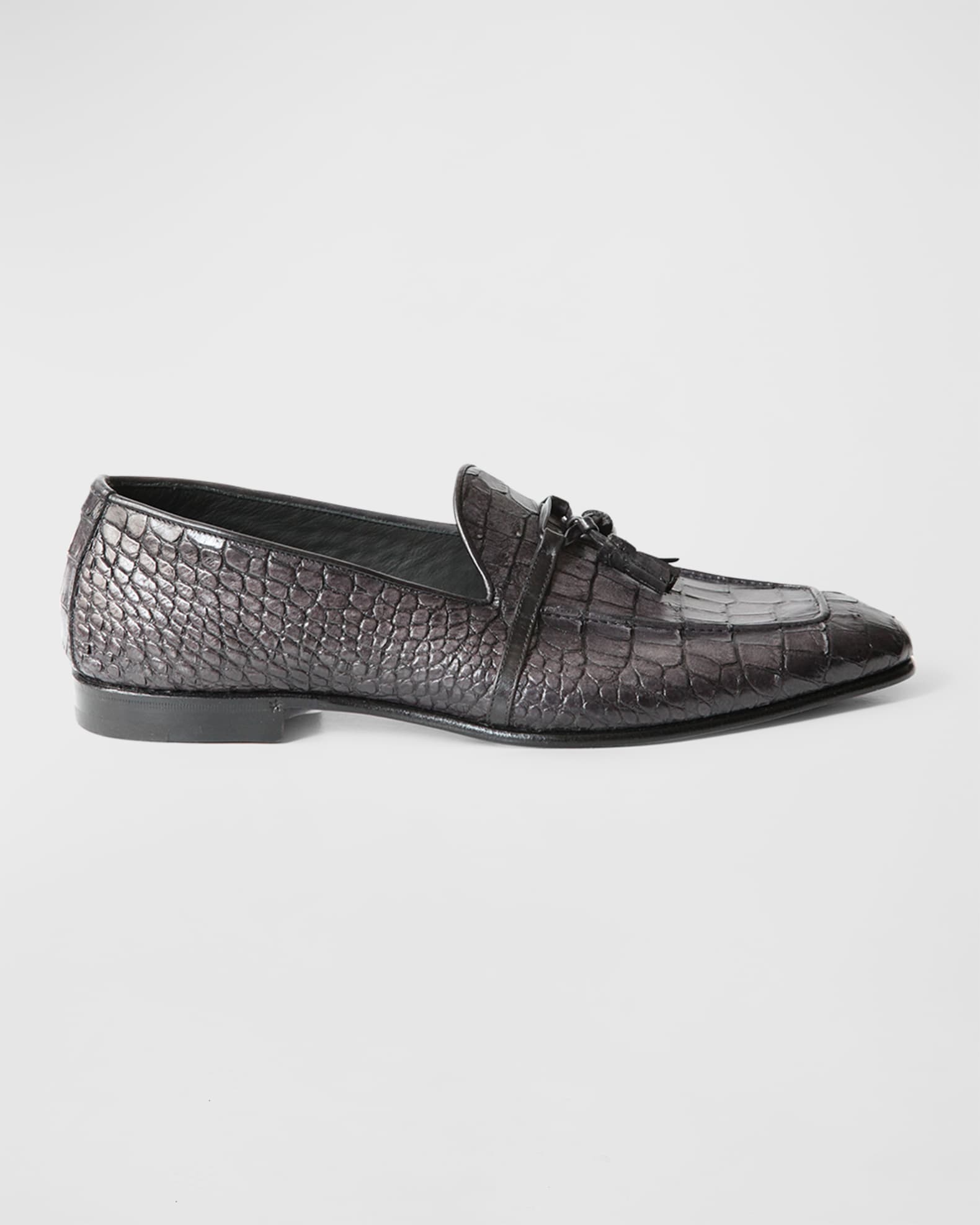 Jo Ghost Men's Croc-Printed Leather Tassel Loafers