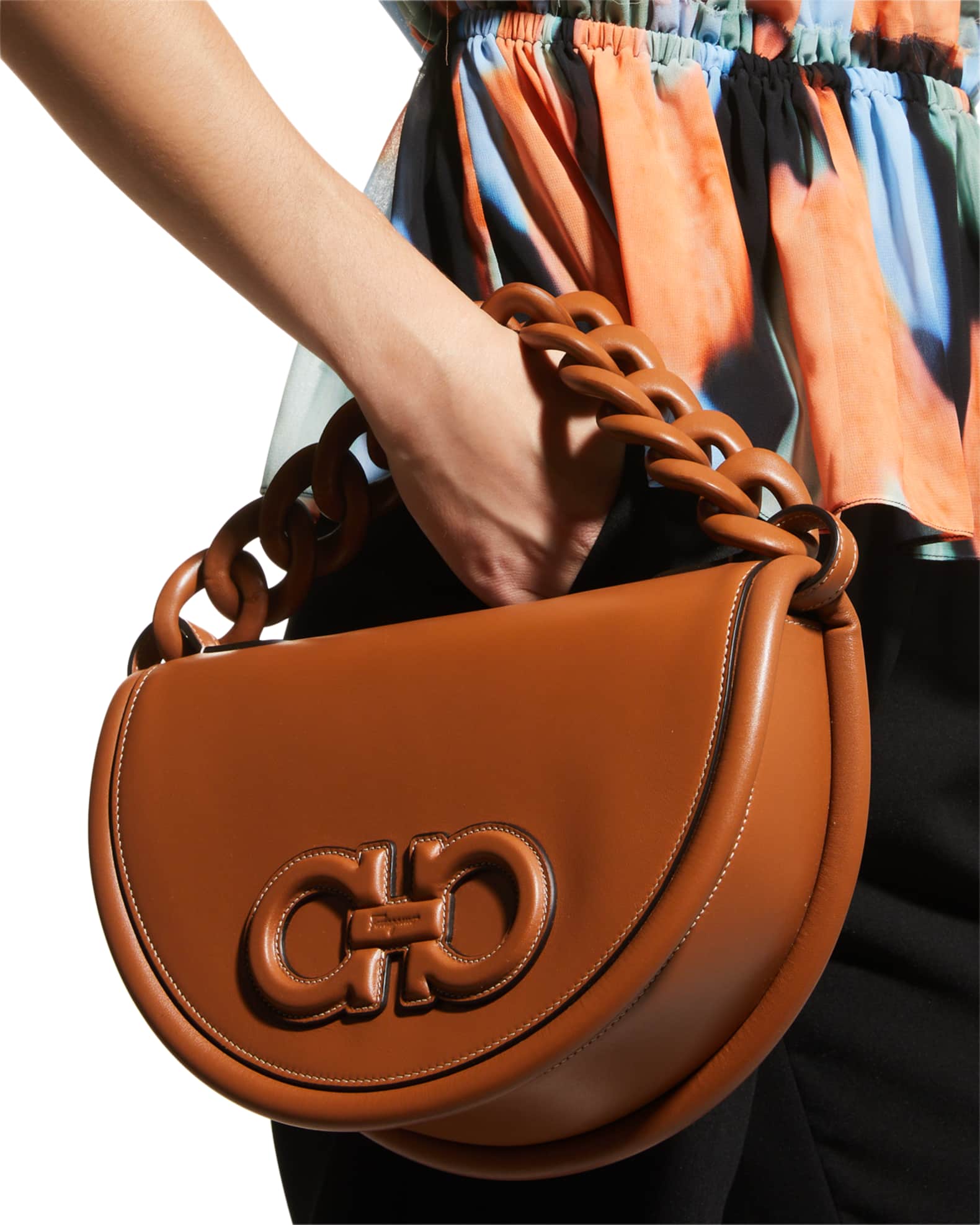 Salvatore Ferragamo Aura Gancini Twisted Leather TopHandle Bag