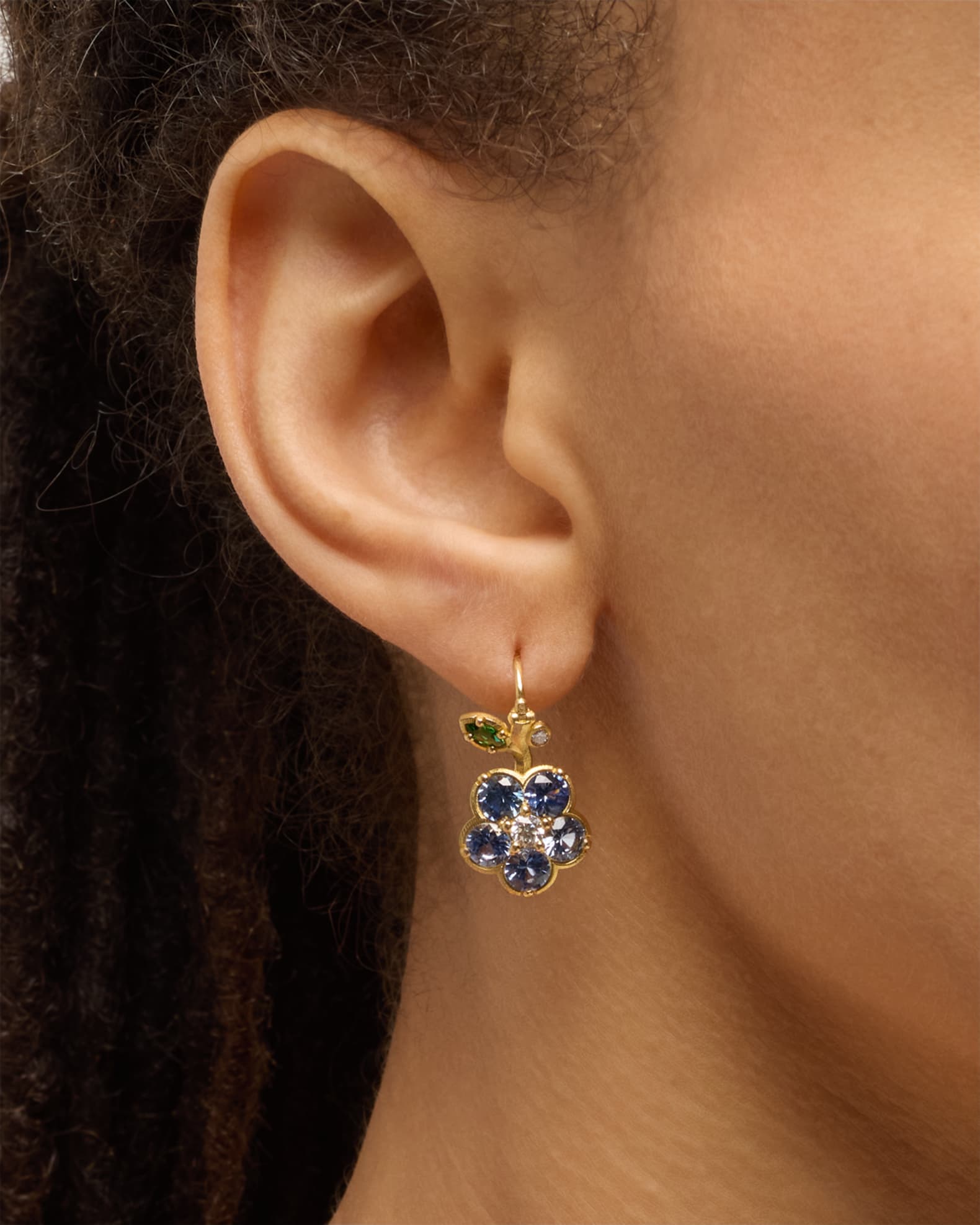 Wild Child Sapphire and Diamond Drop Earrings, Blue 1