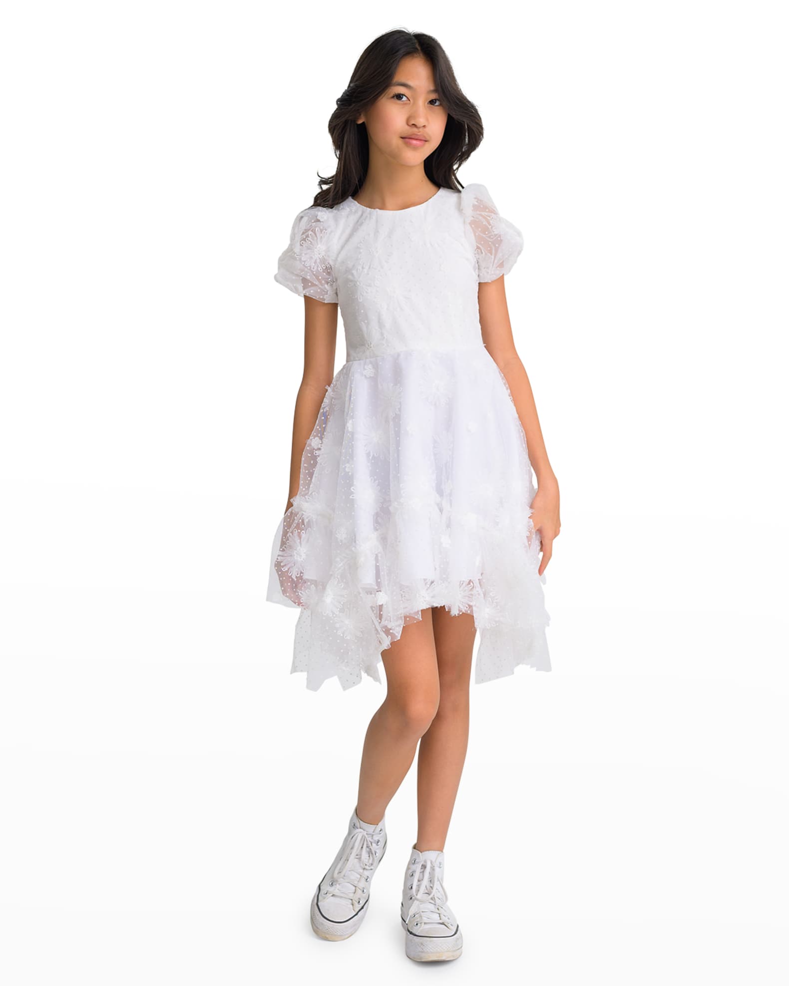 Zoe Girl's Lara Dress with Dots and Flowers, Size 716 Neiman Marcus