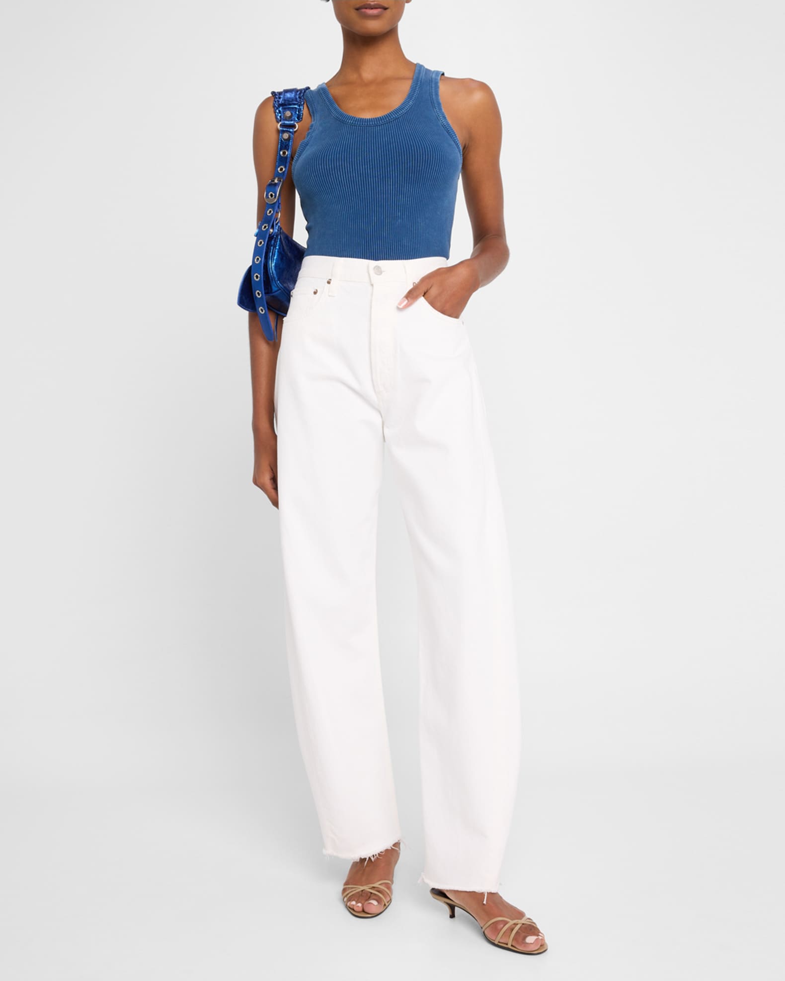 Luna Tapered Raw Hem Jeans  1