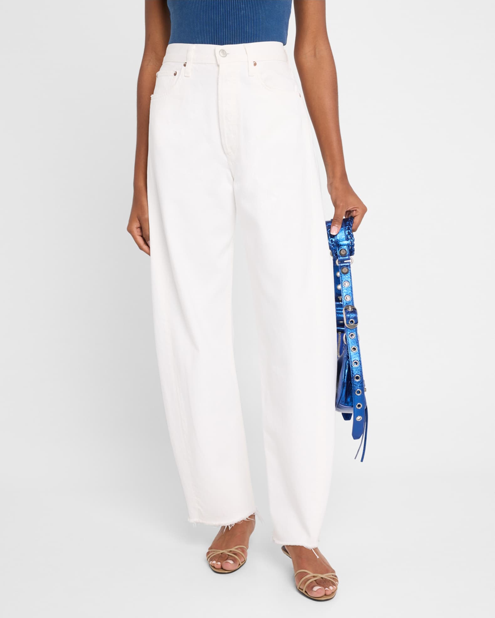 AGOLDE Luna Tapered Raw Hem Jeans | Neiman Marcus