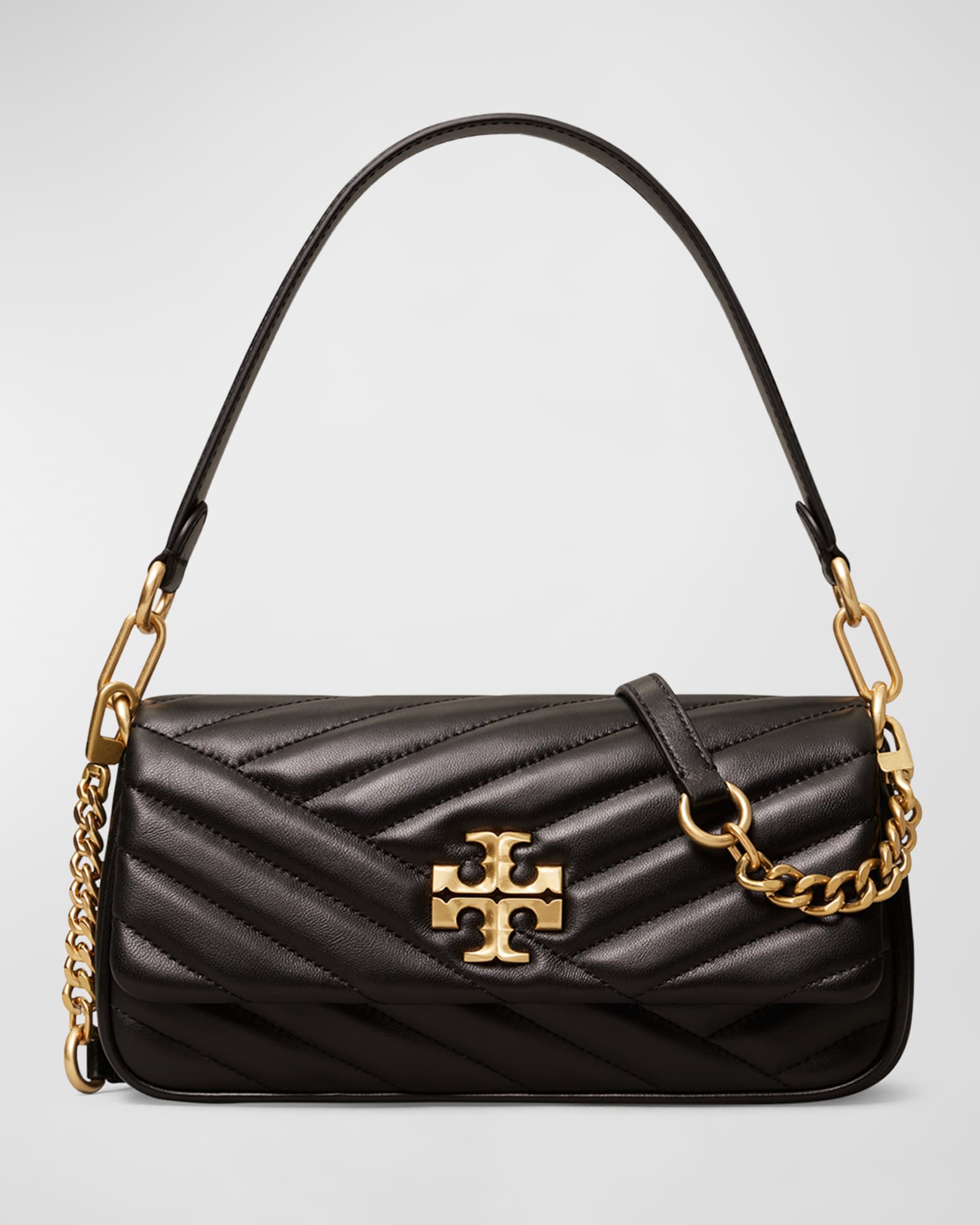 Tory Burch Kira Chevron Small Leather Shoulder Bag Black