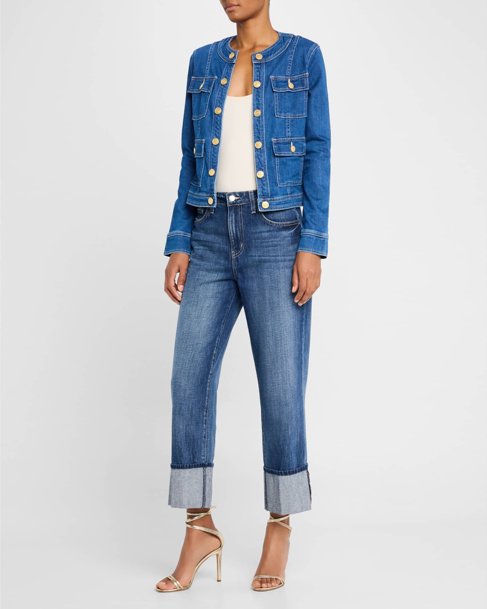 Yari Faded Collarless Denim Jacket 1