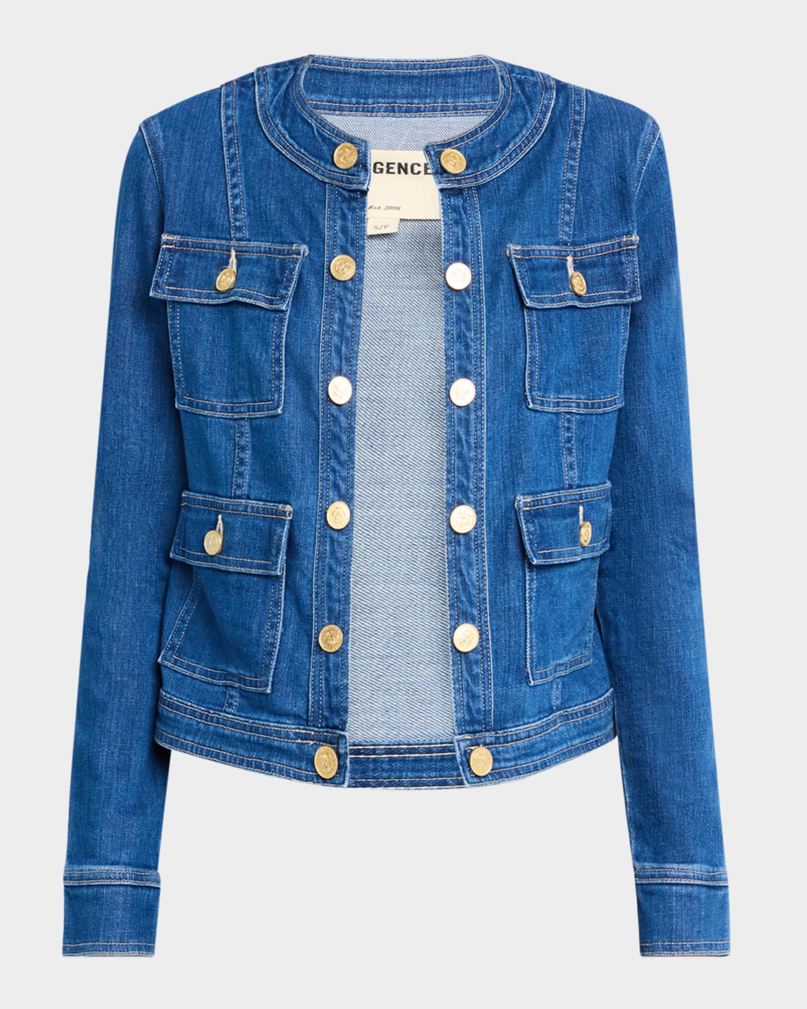 Yari Faded Collarless Denim Jacket 0