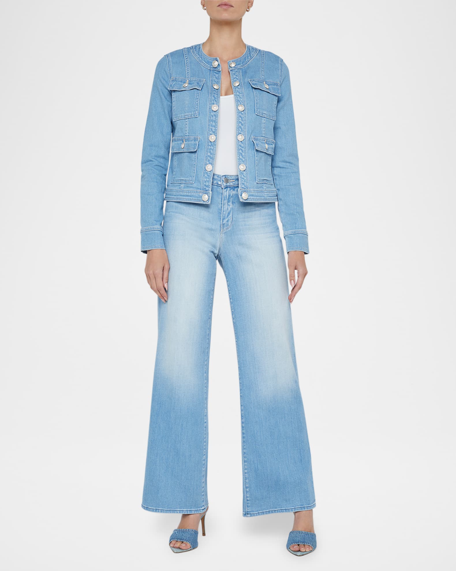 Yari Faded Collarless Denim Jacket 1