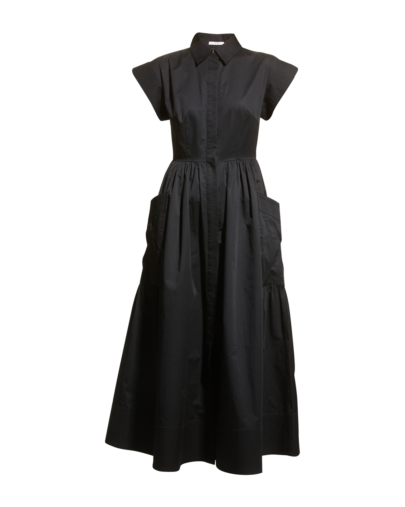 Co Cap-Sleeve Poplin Midi Dress | Neiman Marcus