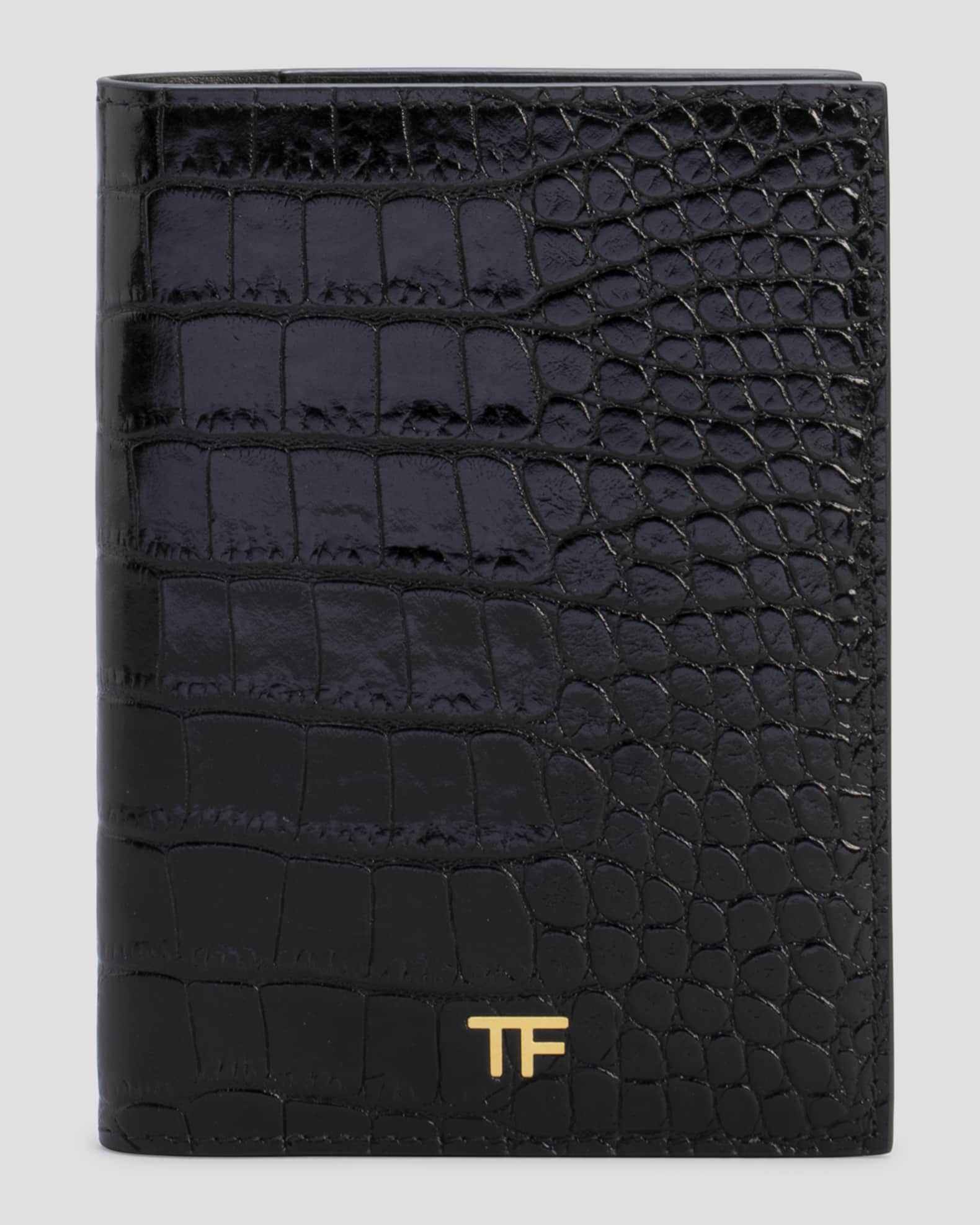 TOM FORD TF Passport Cover in Stamped Croc Leather
