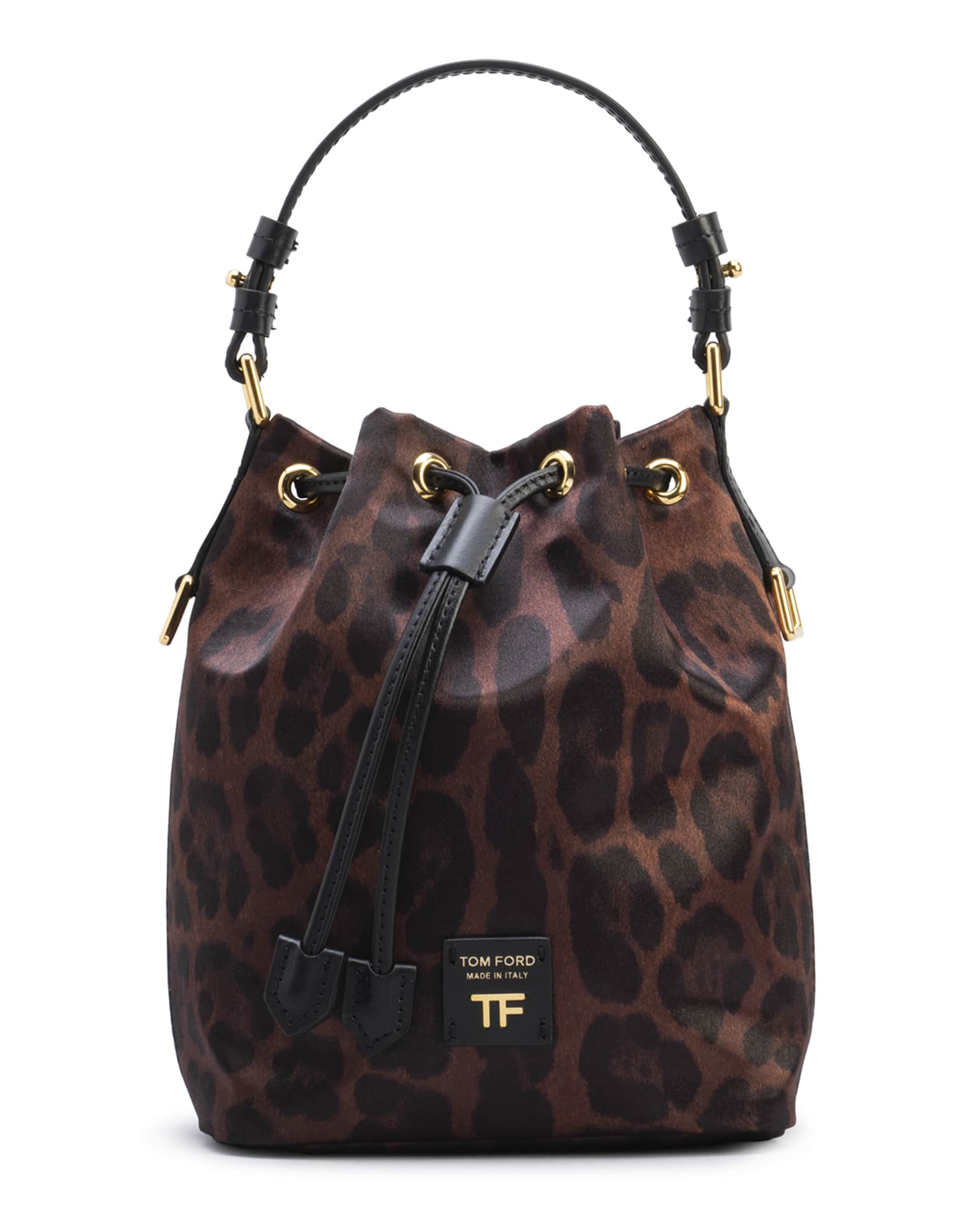 TOM FORD Animalier Leopard Nylon Chain Bucket Bag | Neiman Marcus