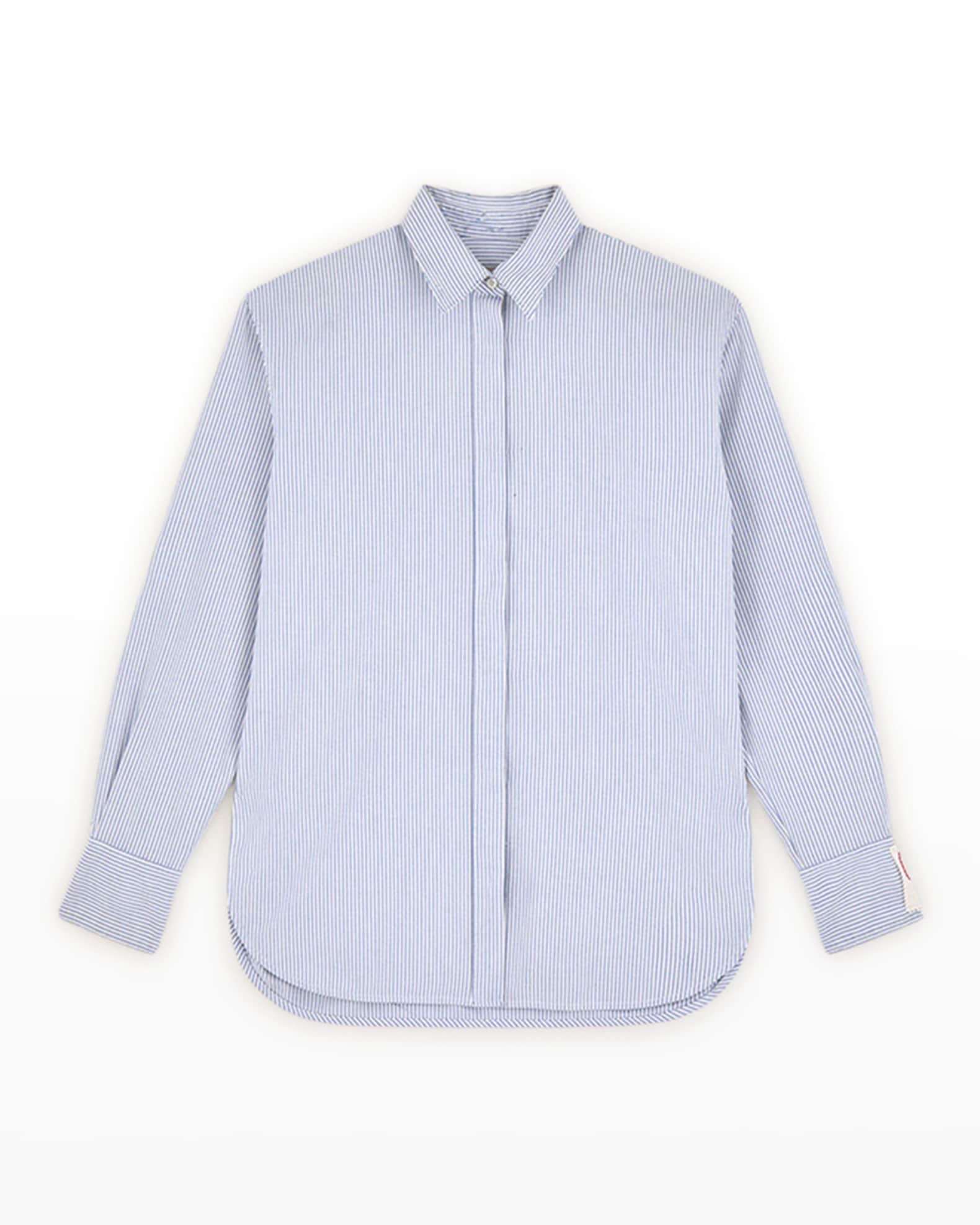 Striped Boyfriend Button-Front Shirt  0