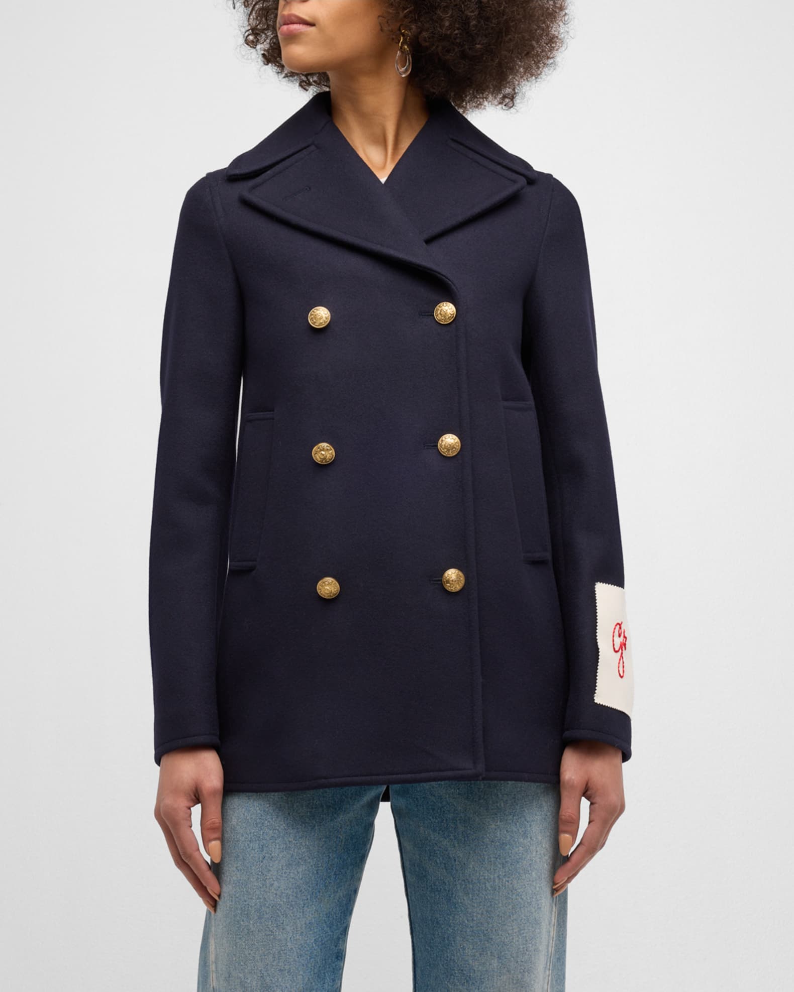 Wool Double Breasted Button Peacoat