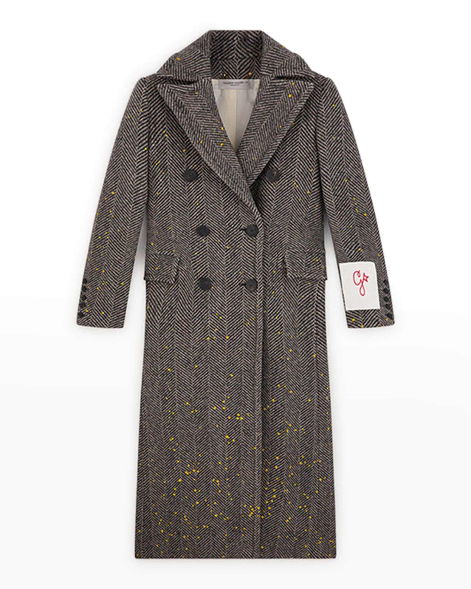 Herringbone Wool Trench Coat on Sale