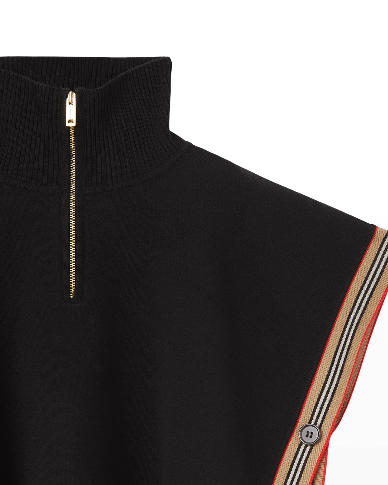 Burberry Girl's Ginny Icon Stripe Knit Cape, Size M-L | Neiman Marcus