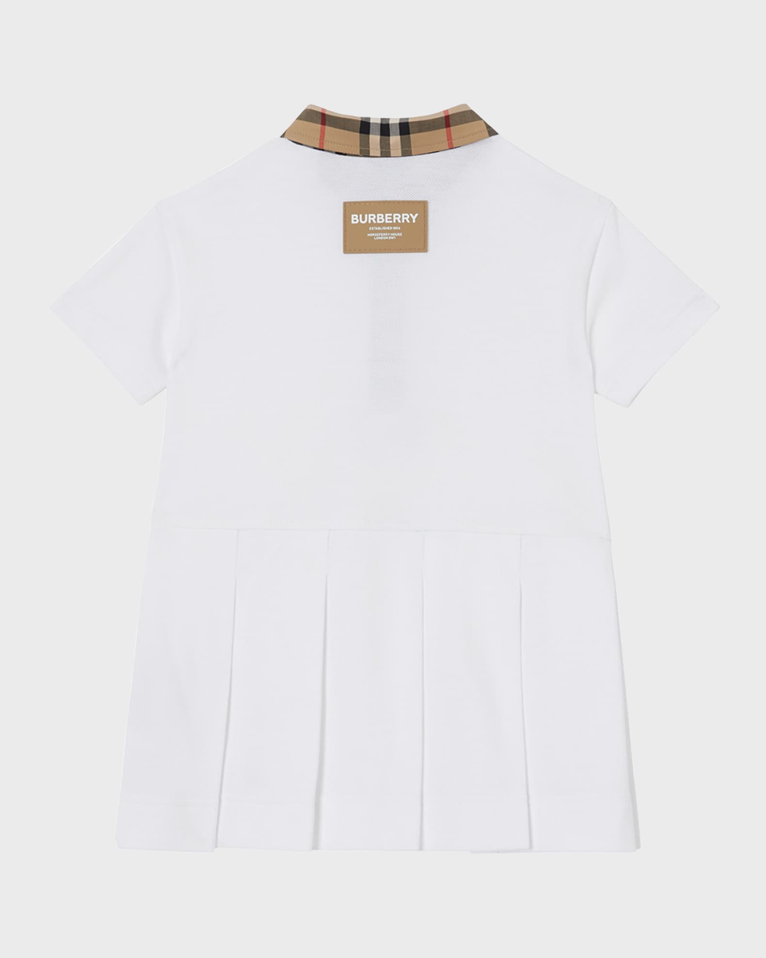 burberry white shirt dress Burberry-Girls White Check Polo Dress