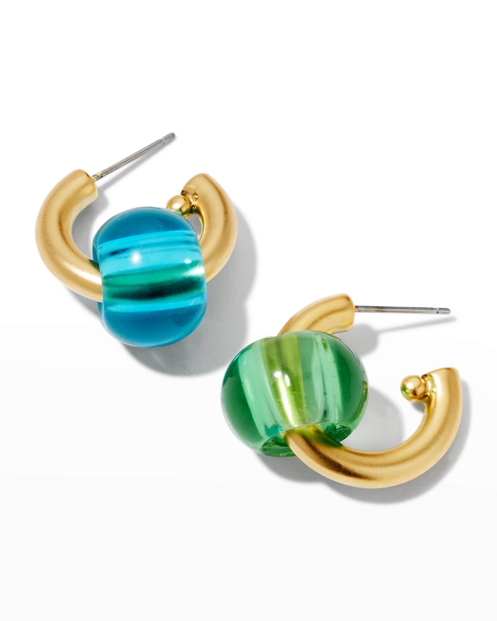 BRINKER & ELIZA Jolly Hoop Earrings, Multi-Blue | Neiman Marcus
