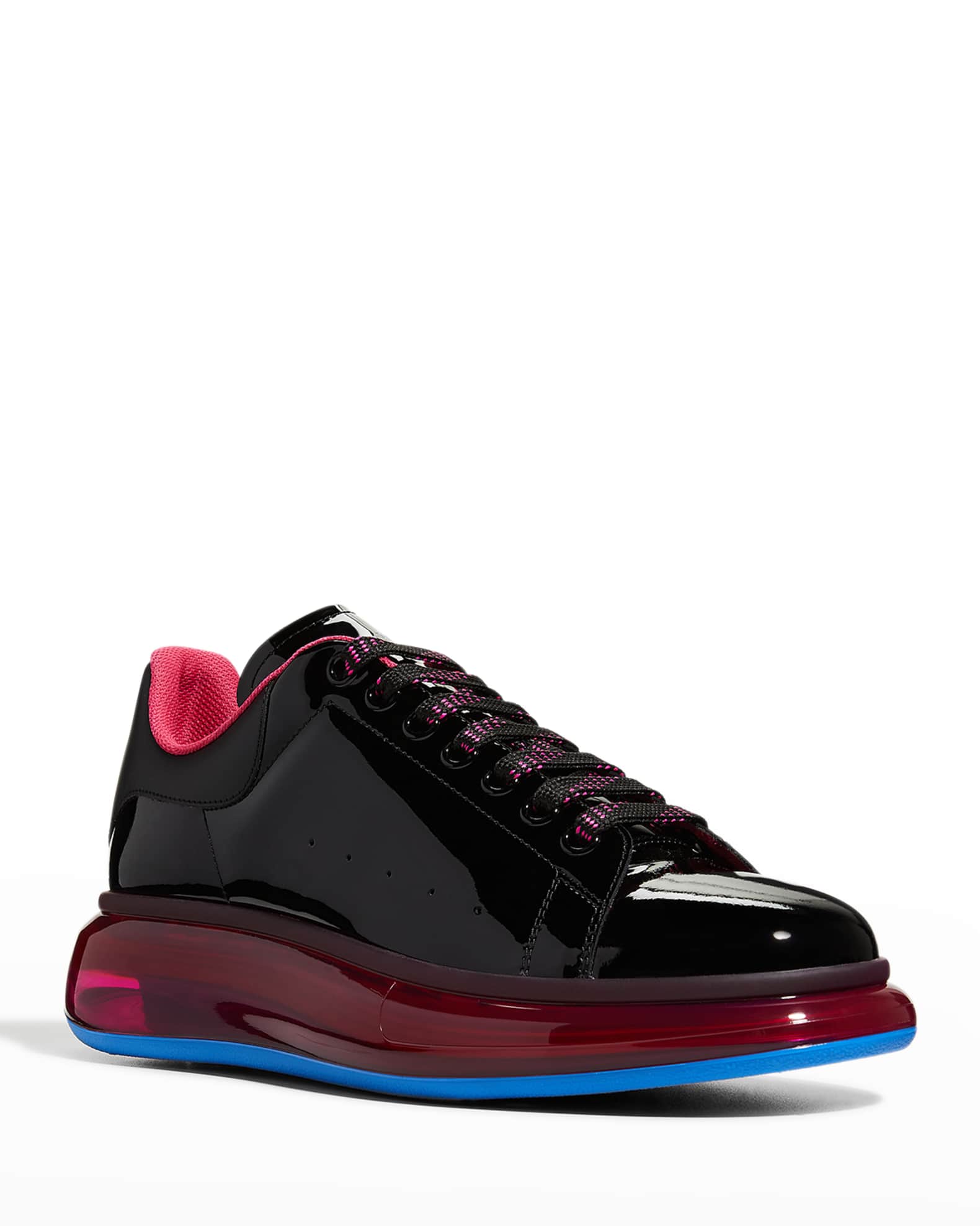 Alexander McQueen Men #39 s Oversized Larry Patent Leather Low Top Sneakers