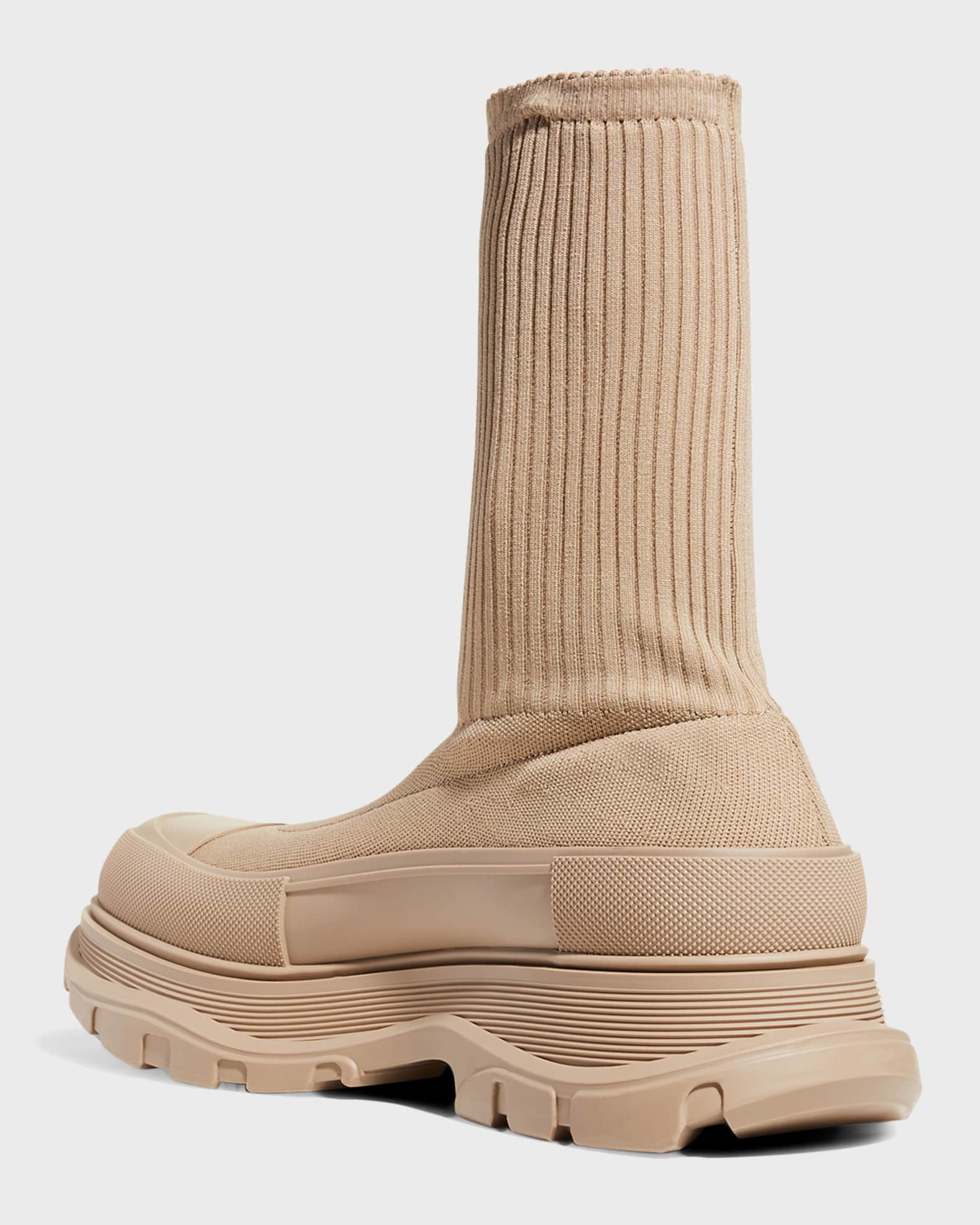 Alexander McQueen Men's Logo Graffiti Knit Tread Slick Boots Neiman