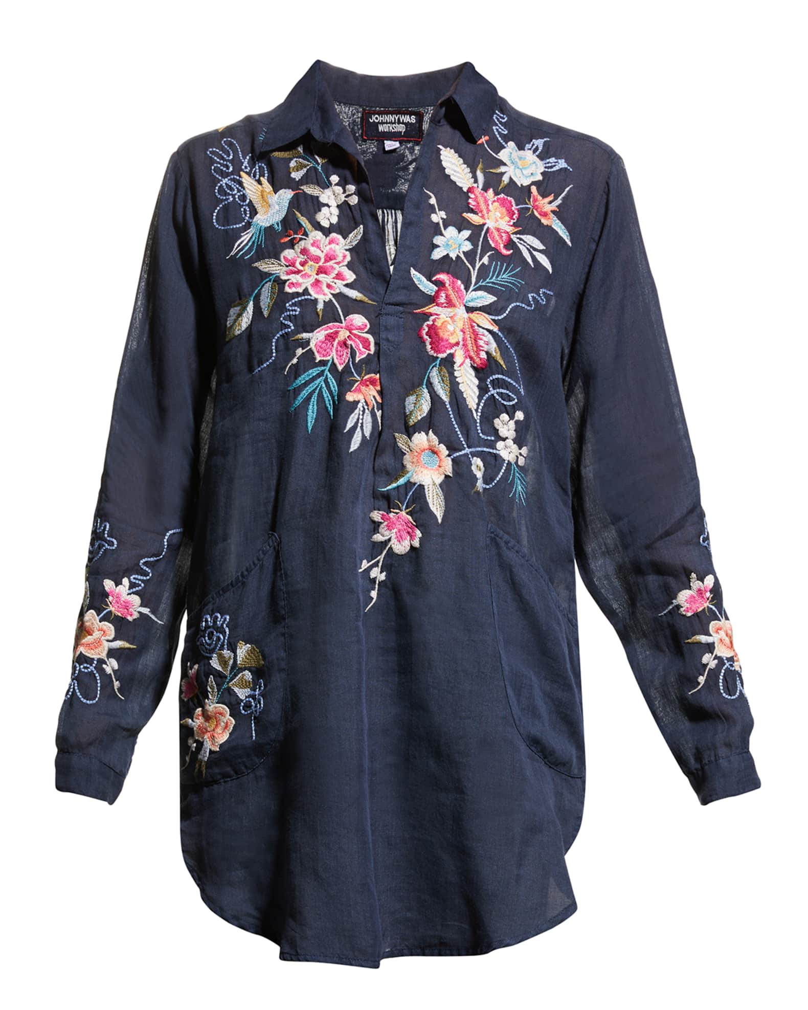 Johnny Was Miro Floral-Embroidered Tunic | Neiman Marcus