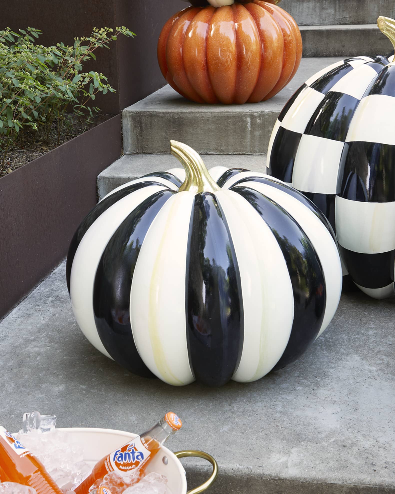 Courtly Stripe Outdoor Pumpkin 0