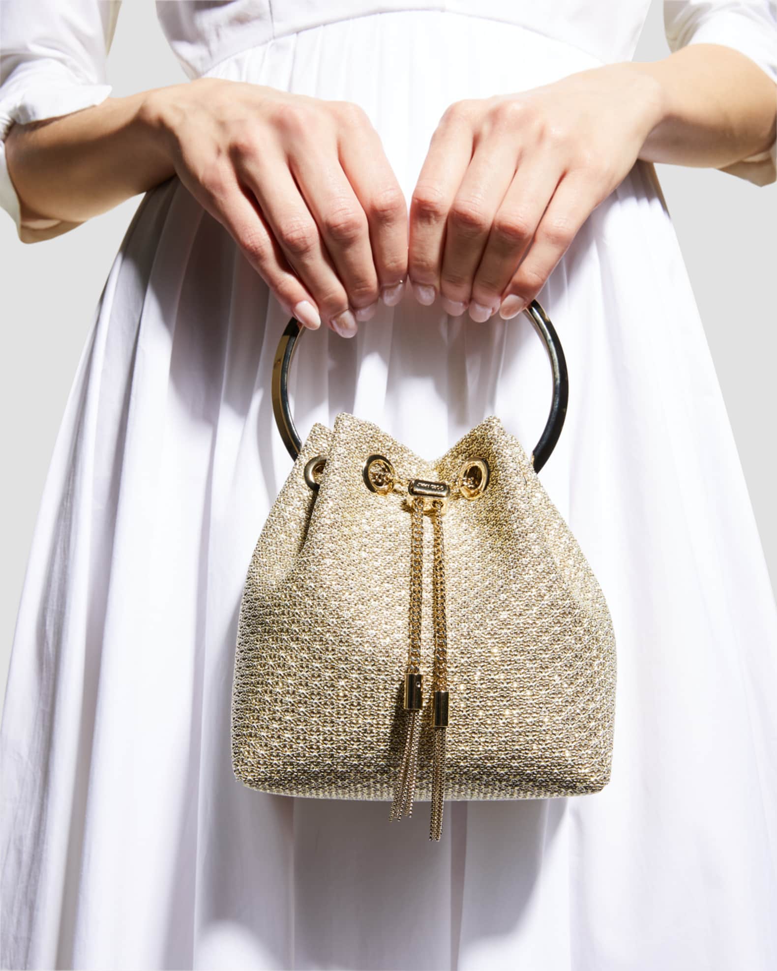 Bon Bon Metallic Top-Handle Bucket Bag 1