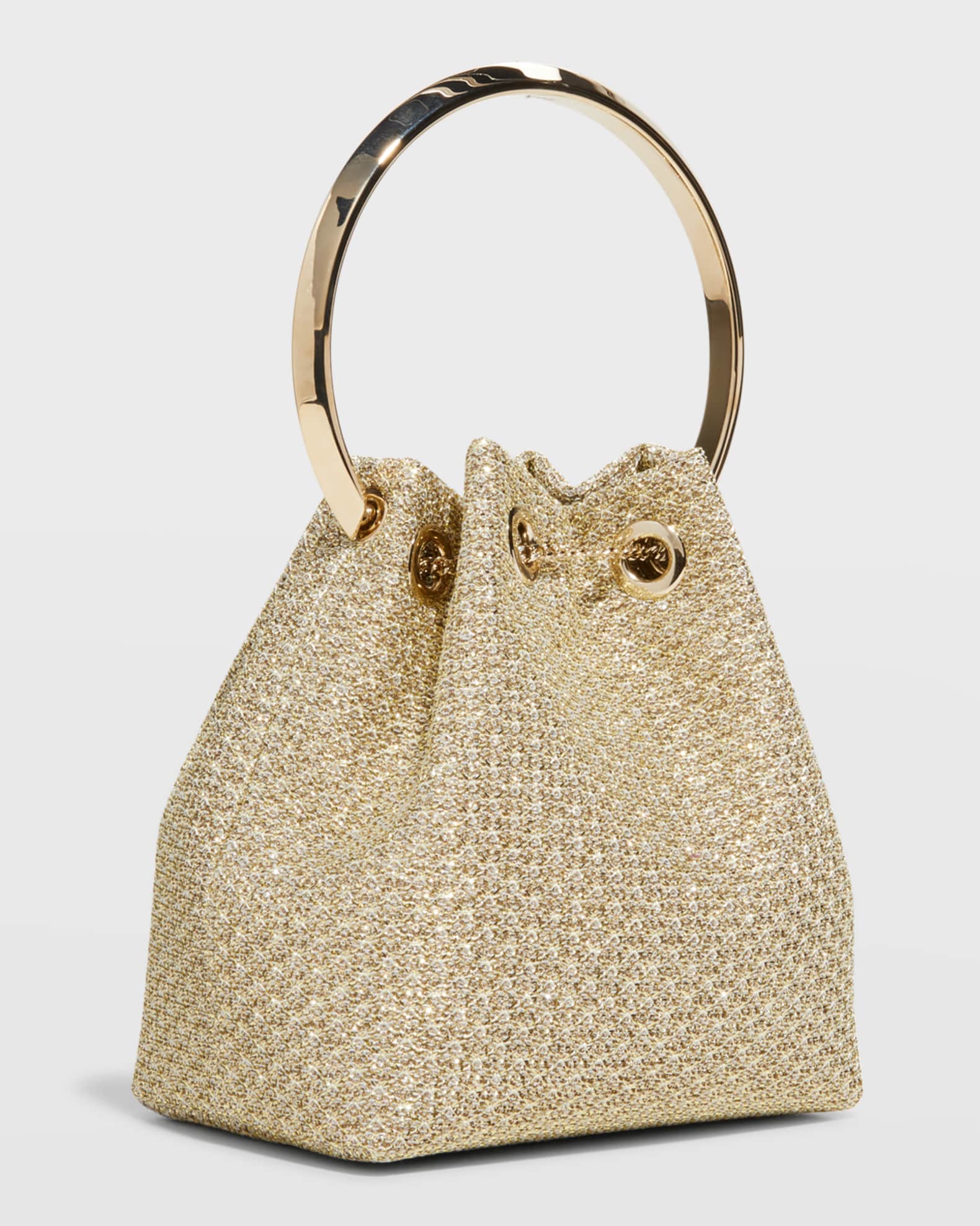 Jimmy Choo Bon Bon Metallic Top-Handle Bucket Bag | Neiman