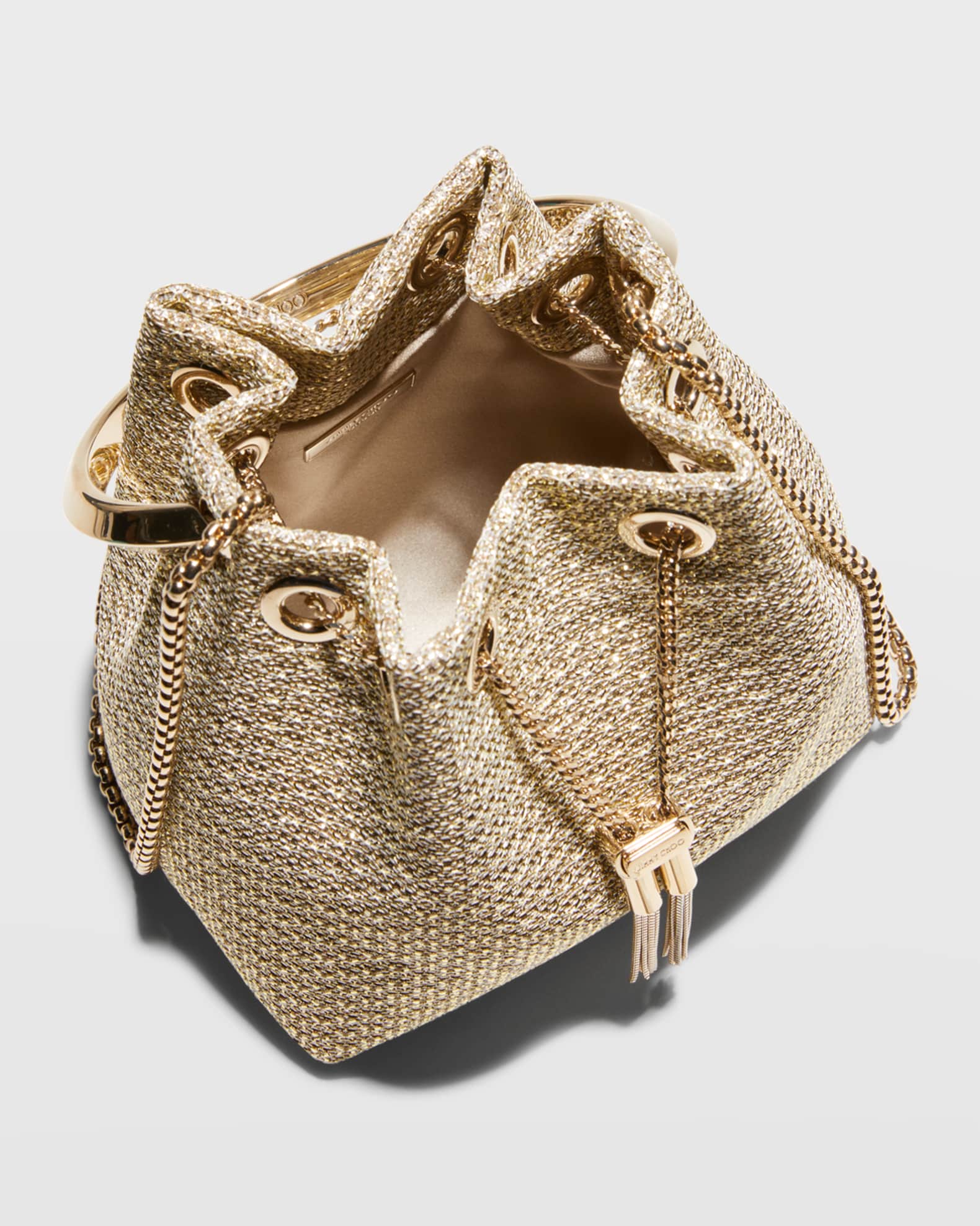 Jimmy Choo Bon Bon Metallic TopHandle Bucket Bag Neiman Marcus