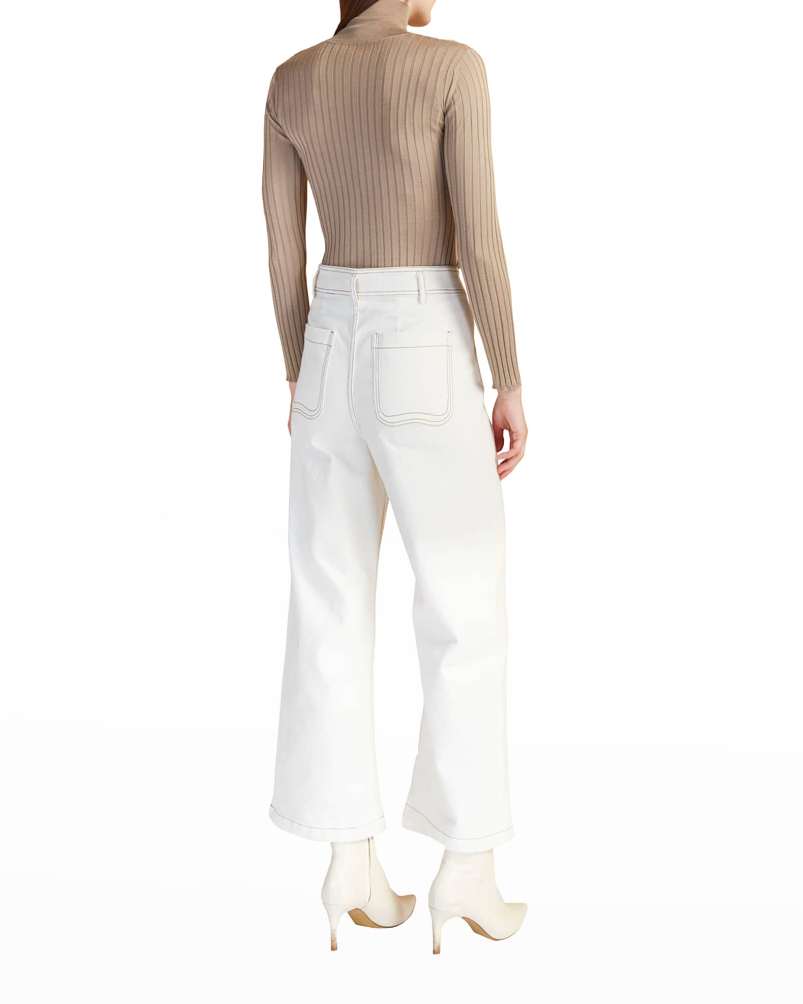Magali Pascal Janis Topstitched Wide-Leg Cropped Jeans | Neiman Marcus