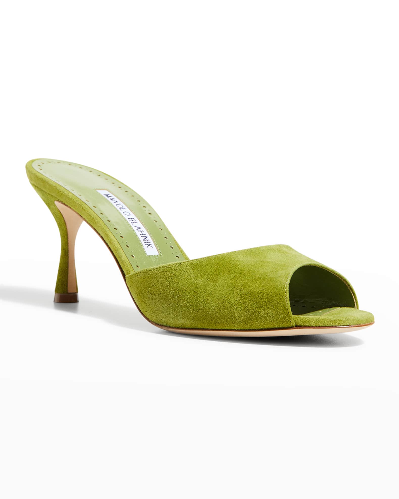 Manolo Blahnik Jada Suede Mule Sandals Neiman Marcus
