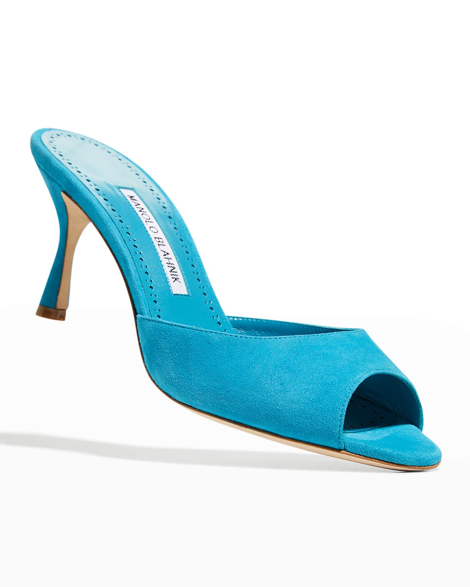 Manolo Blahnik Jada Suede Mule Sandals Neiman Marcus
