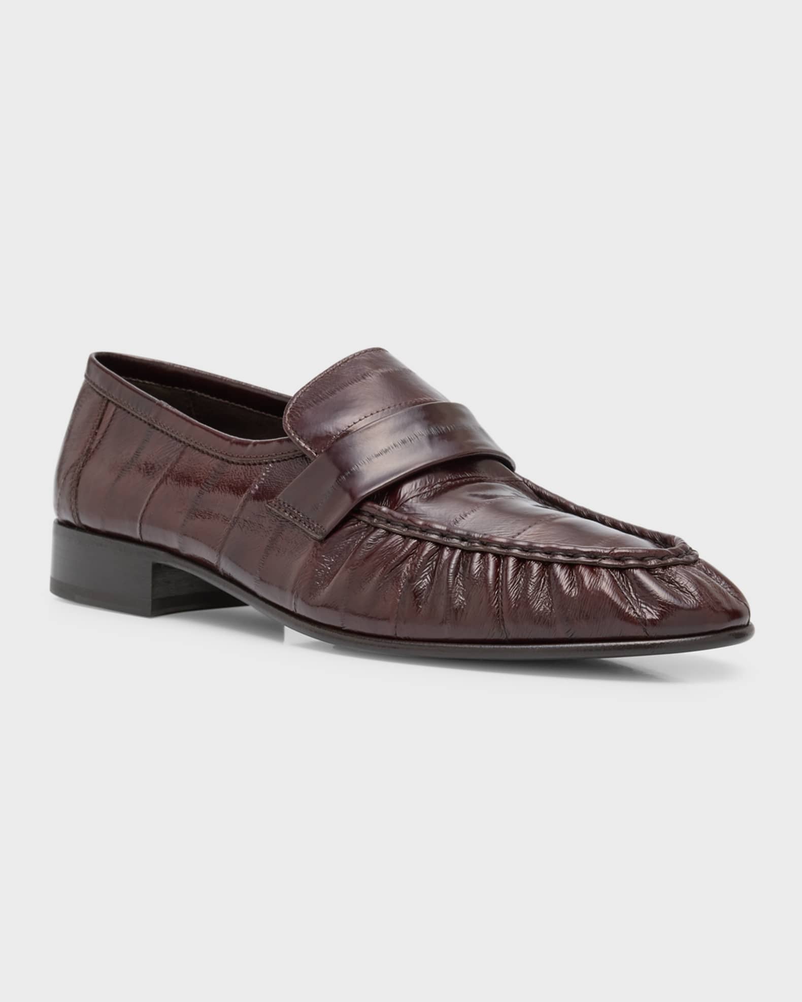 THE ROW Soft Leather Flat Loafers | Neiman Marcus