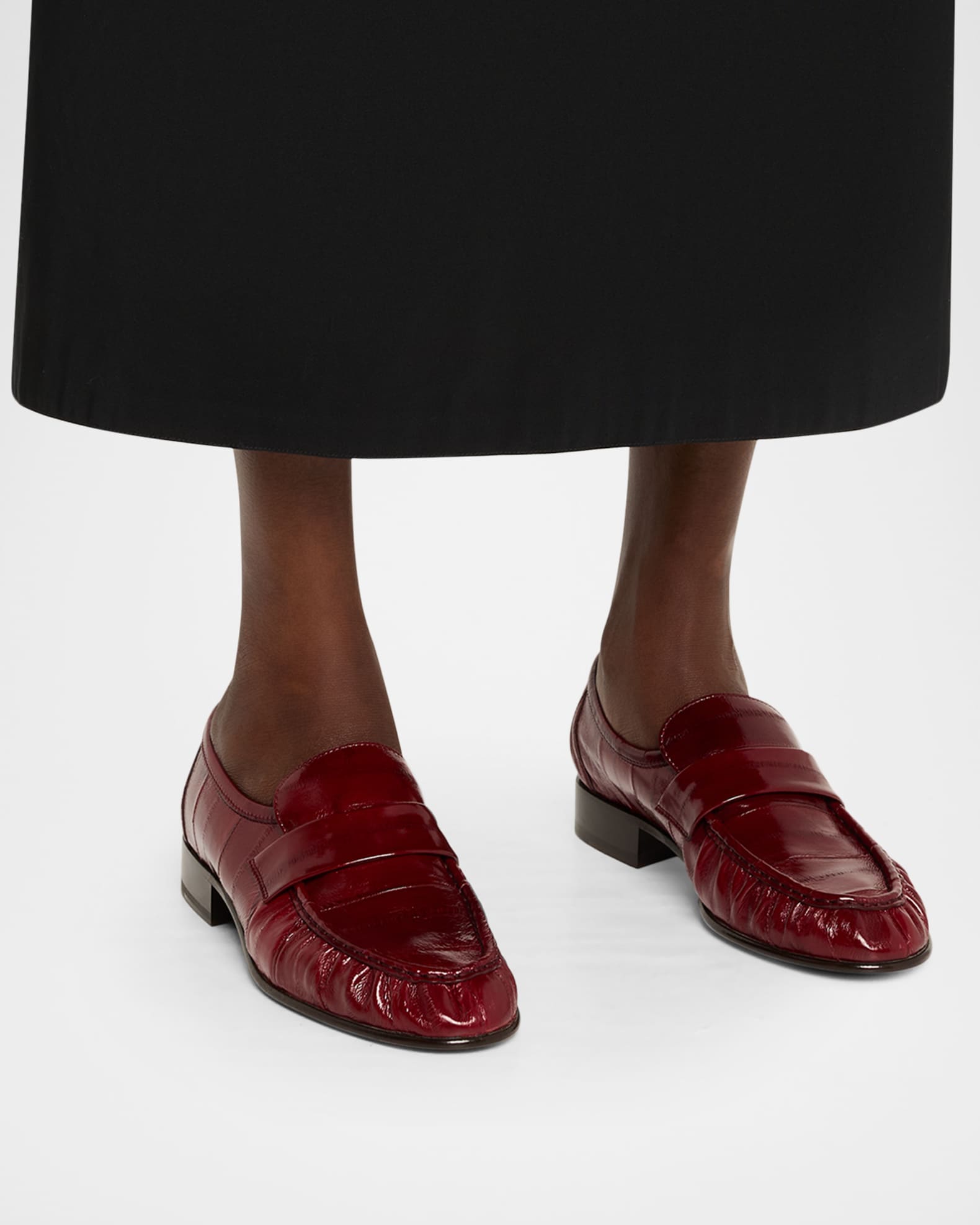 THE ROW Soft Leather Flat Loafers | Neiman Marcus