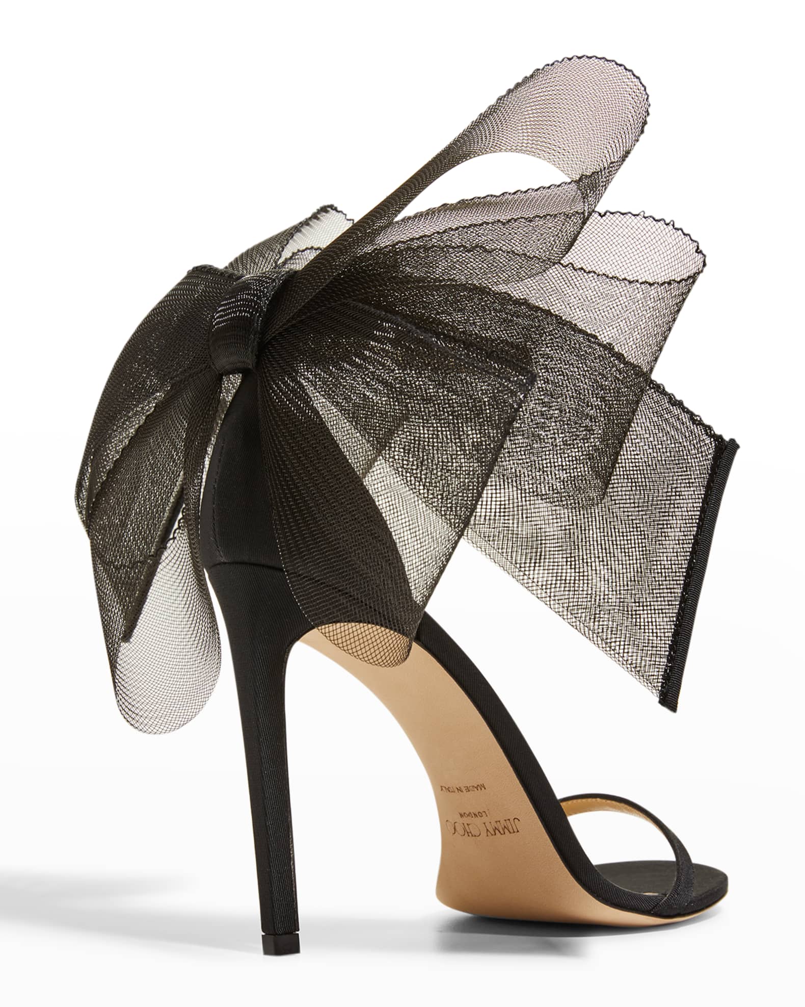 Jimmy Choo Aveline Tulle Bow Ankle-Strap Sandals | Neiman Marcus