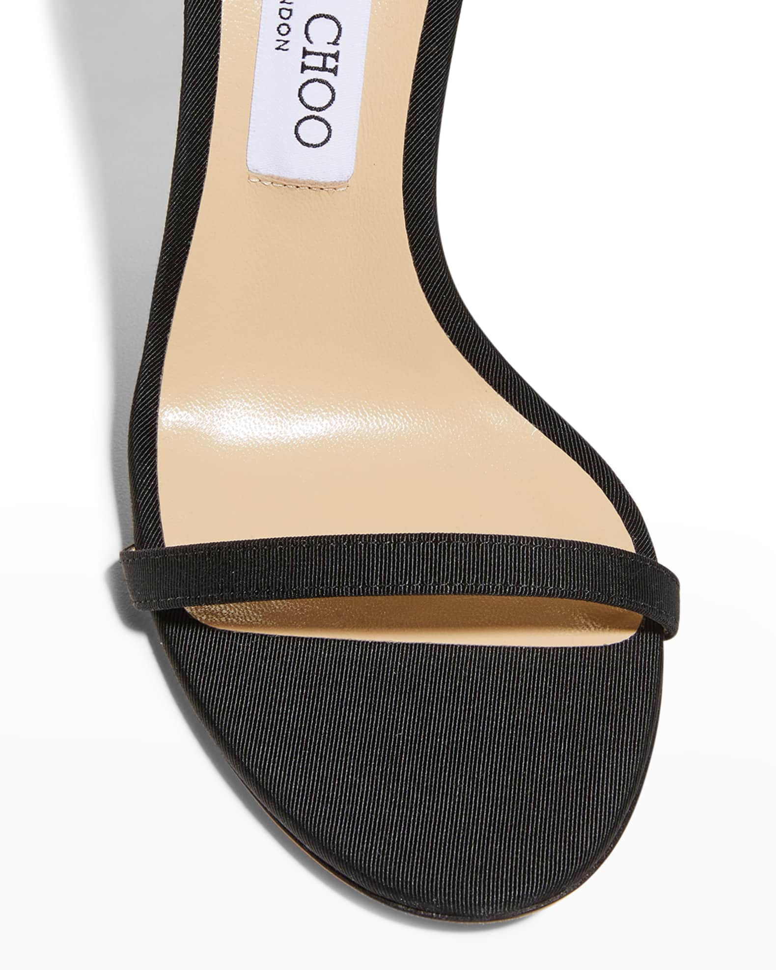 Jimmy Choo Aveline 100 Asymmetric Leather Sandals Black