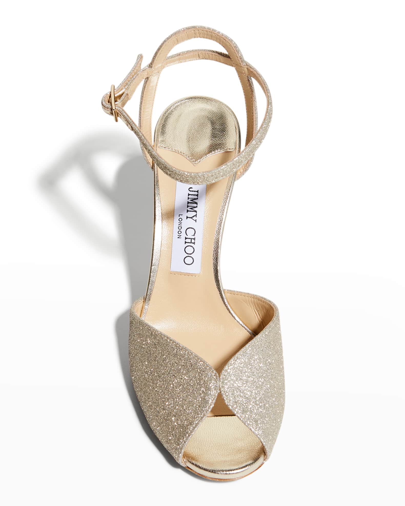 Jimmy Choo Sacora Glitter Ankle-Strap Sandals | Neiman Marcus