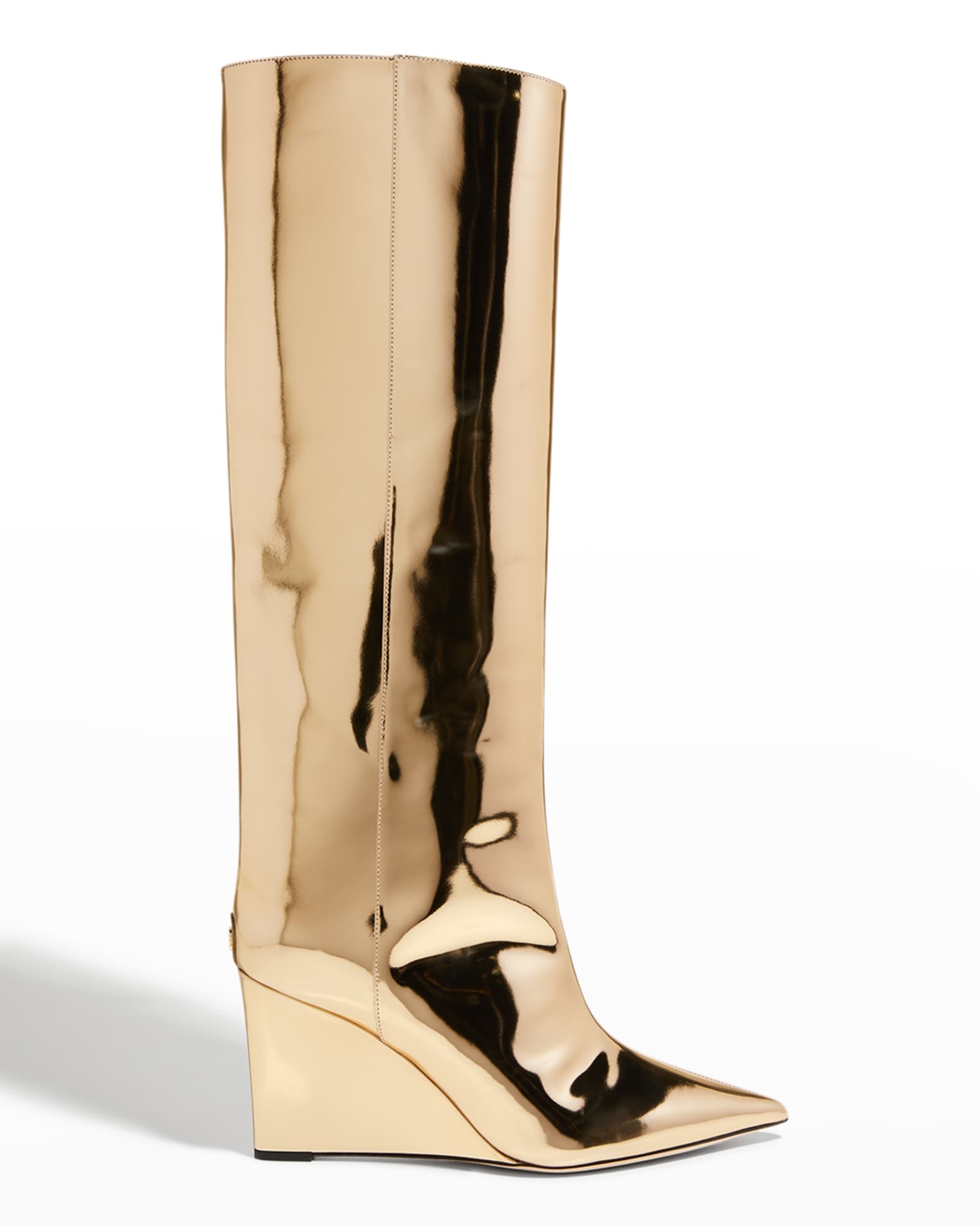 Jimmy Choo Blake Metallic Wedge Knee Boots | Neiman Marcus