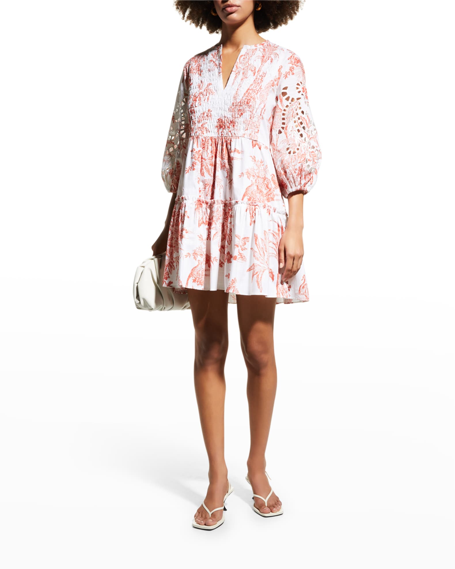 Sachin & Babi Coco Smocked Puff-Sleeve Dress | Neiman Marcus